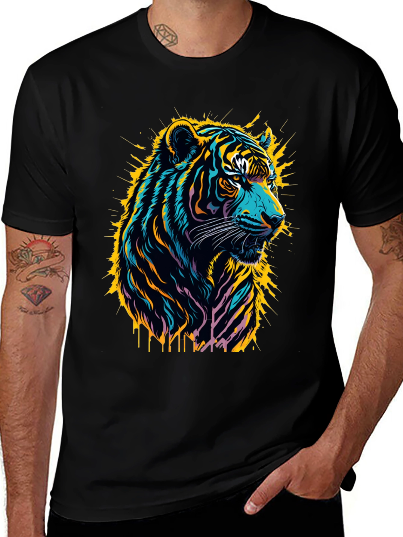Variant 13 of Vibrant Tiger Graphic Tee - Bold Style