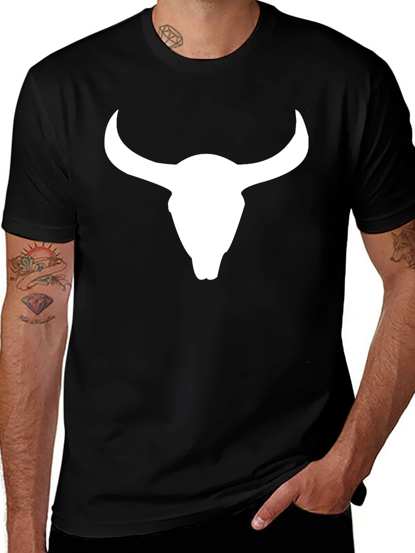 Variant 18 of Bull Skull Graphic Tee - Classic Comfort