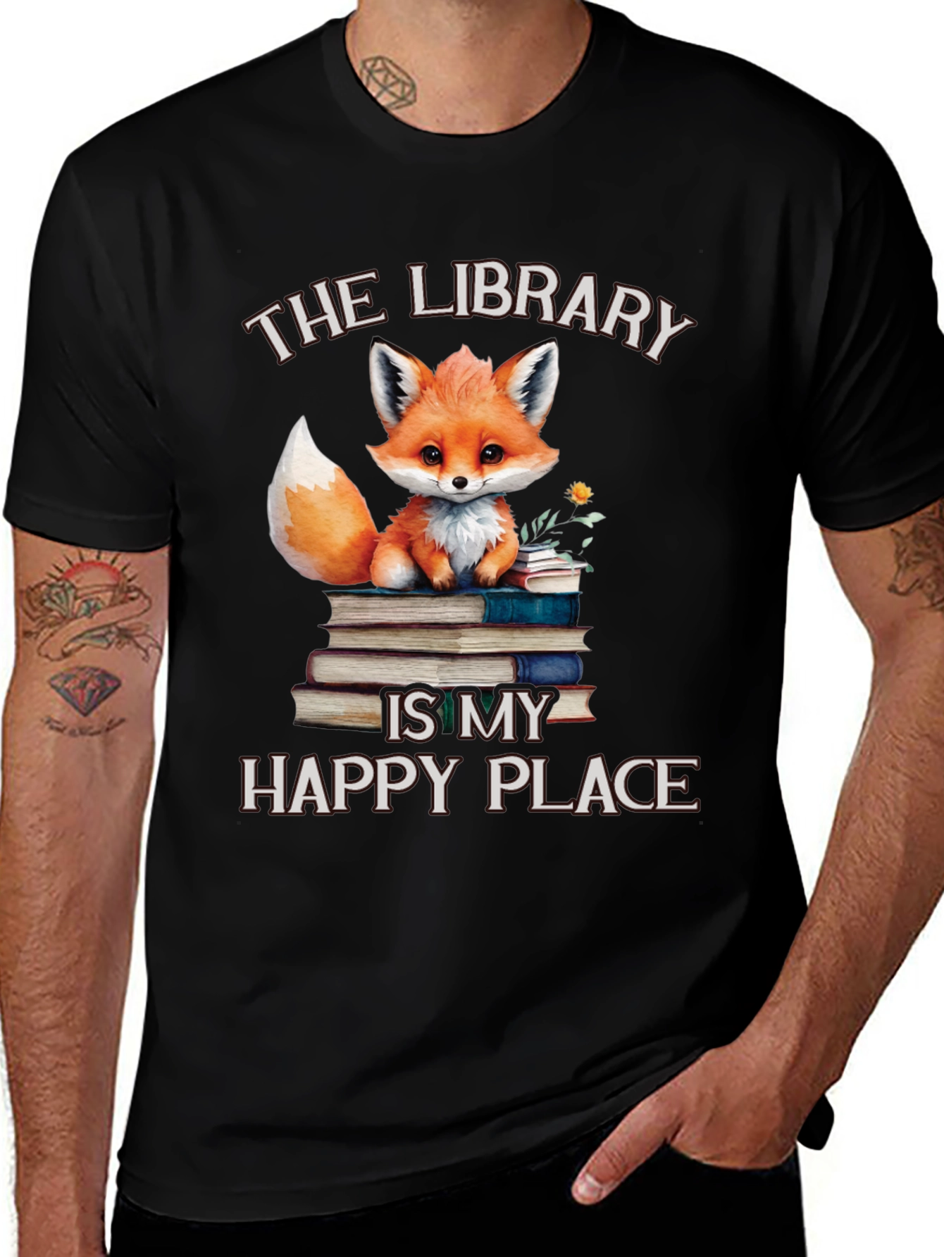 Library Fox T-Shirt - Happy Place Design