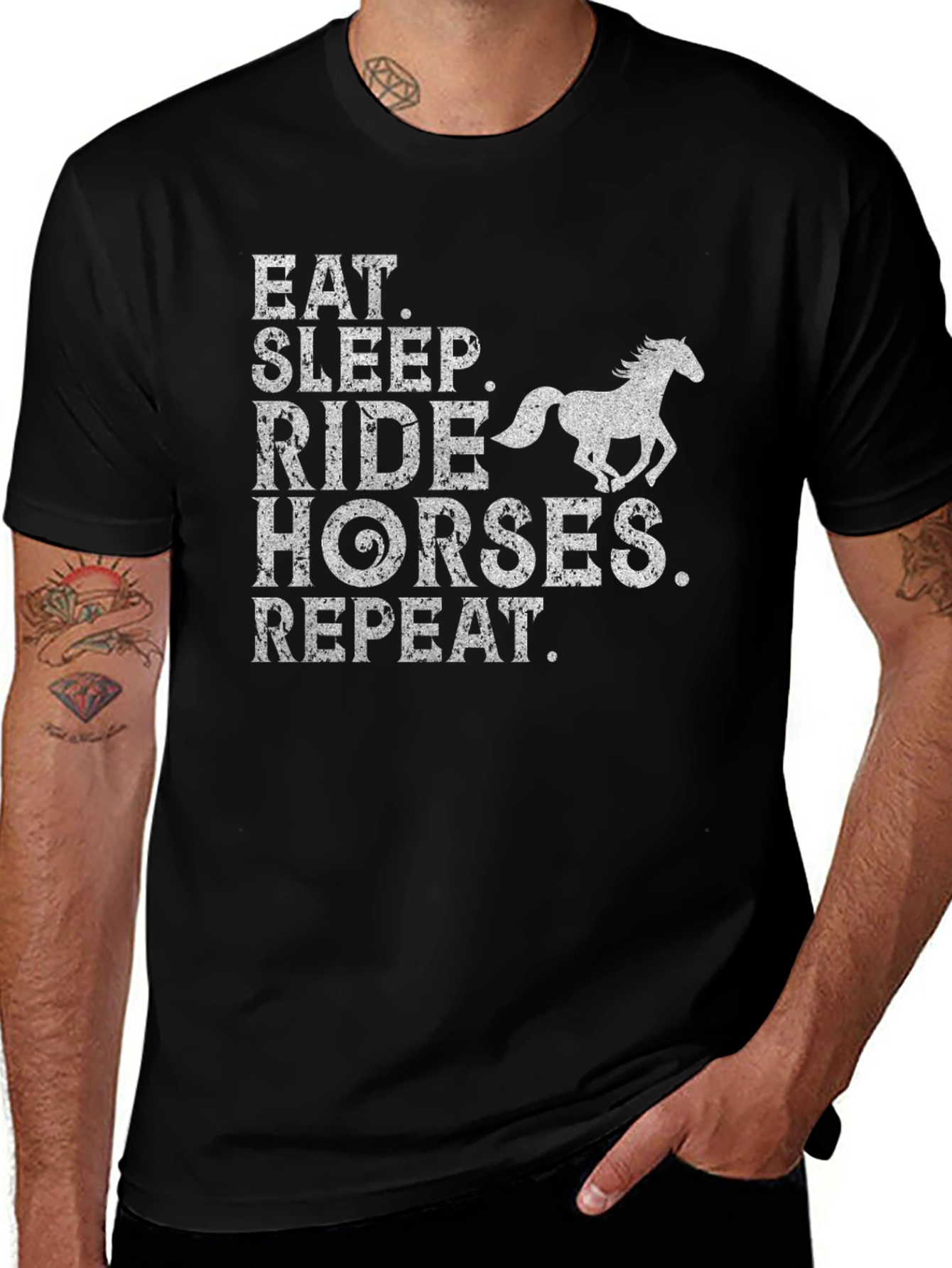 Variant 15 of Eat Sleep Ride Horses Repeat T-Shirt