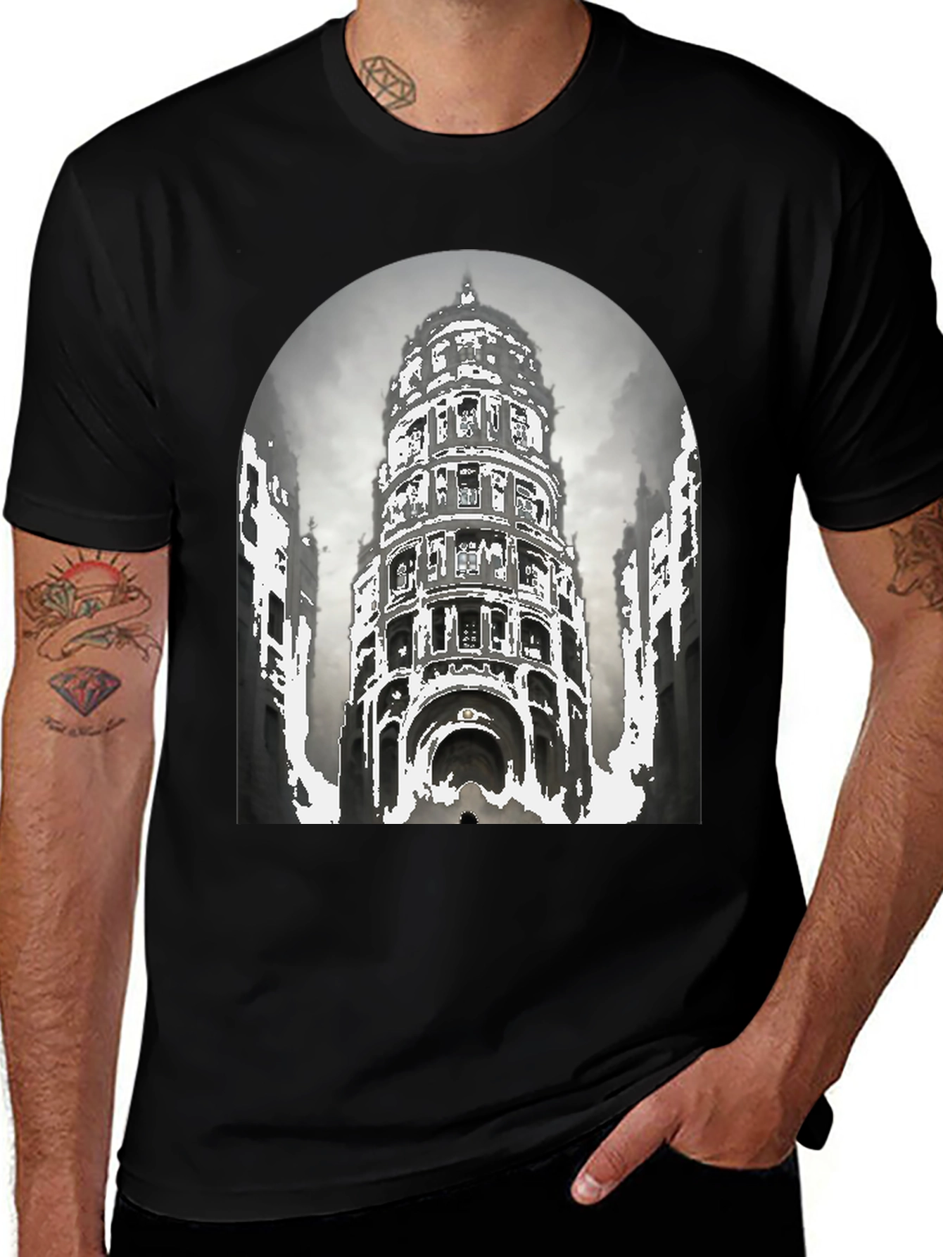 Variant 6 of Architectural Graphic Tee - Urban Style, Comfortable Fit