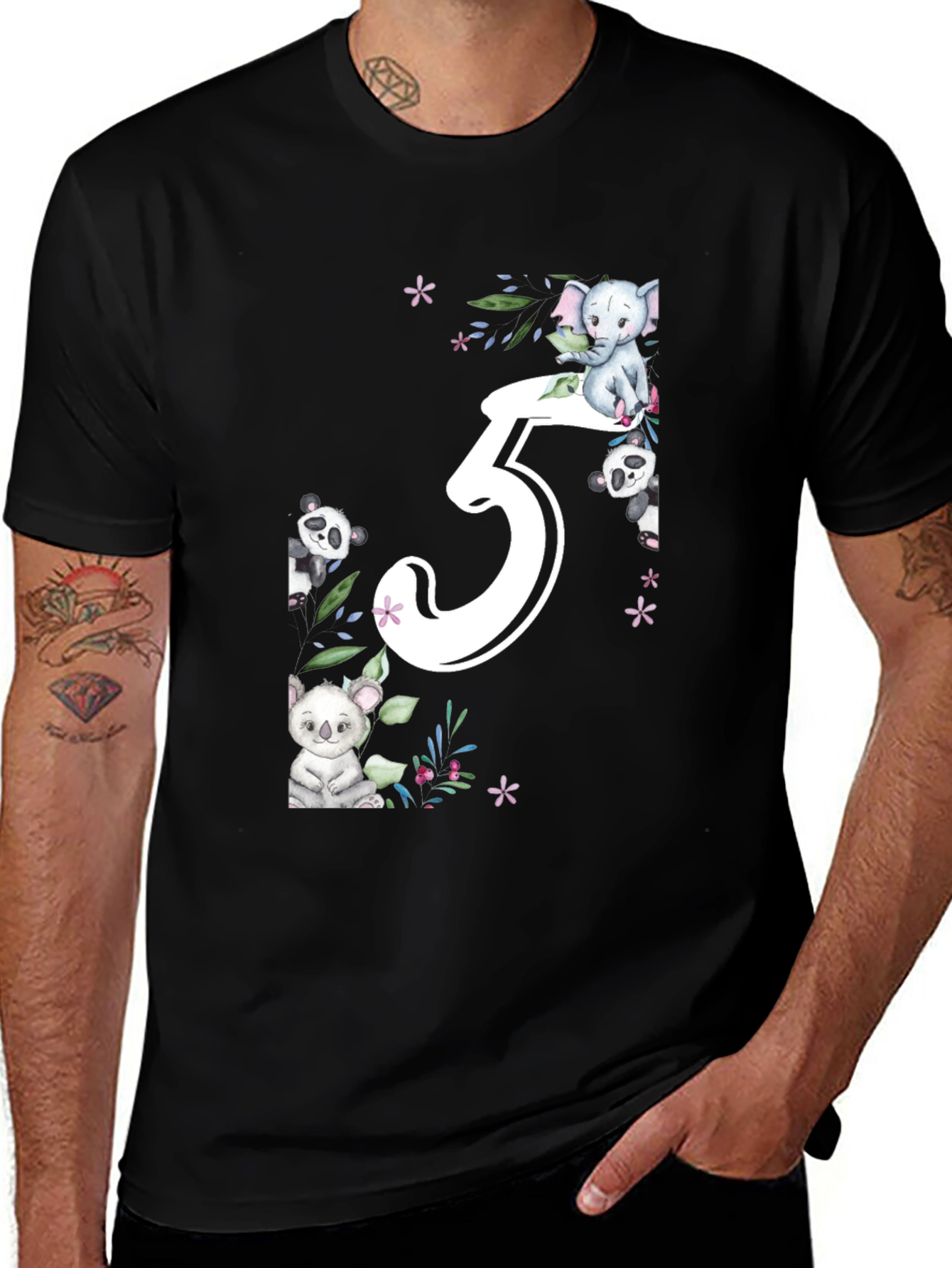 Variant 18 of Cute 5th Birthday Animal Theme Kids T-Shirt