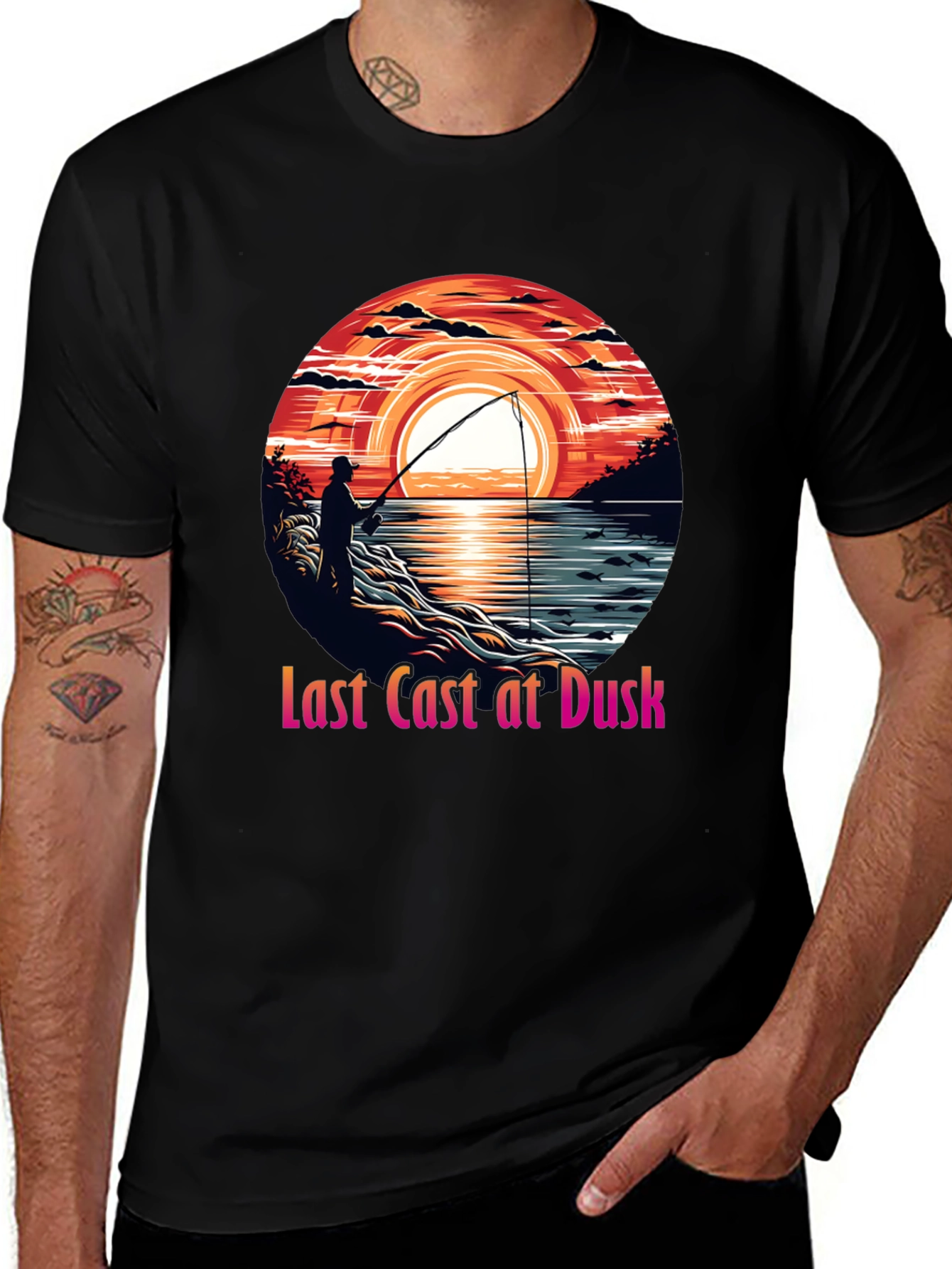 Variant 29 of Last Cast at Dusk Fishing T-Shirt
