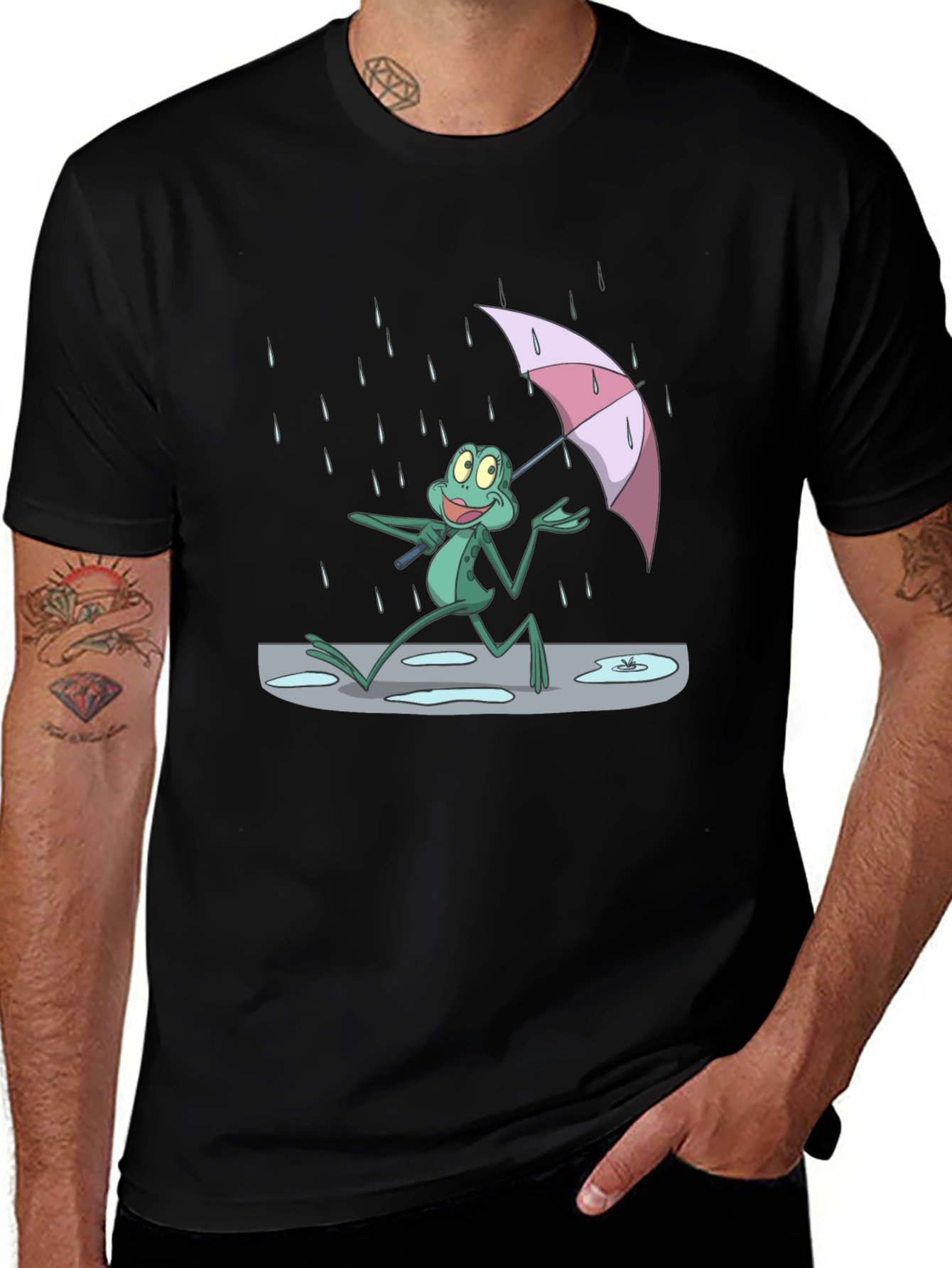 Variant 5 of Frog Under Umbrella T-Shirt - Cartoon Print