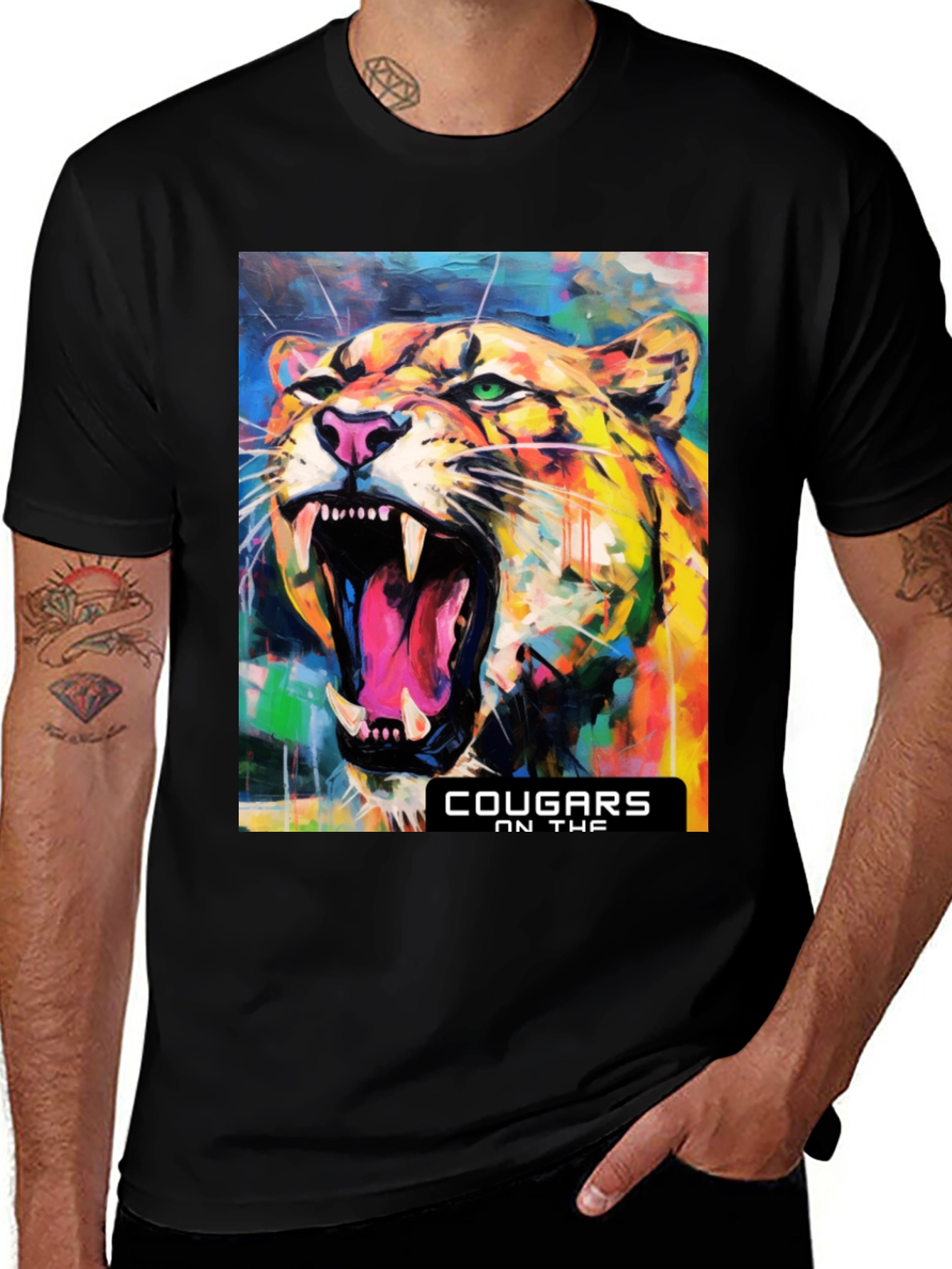 Variant 10 of Cougars on the Hunt Tee - Vibrant Graphic Print