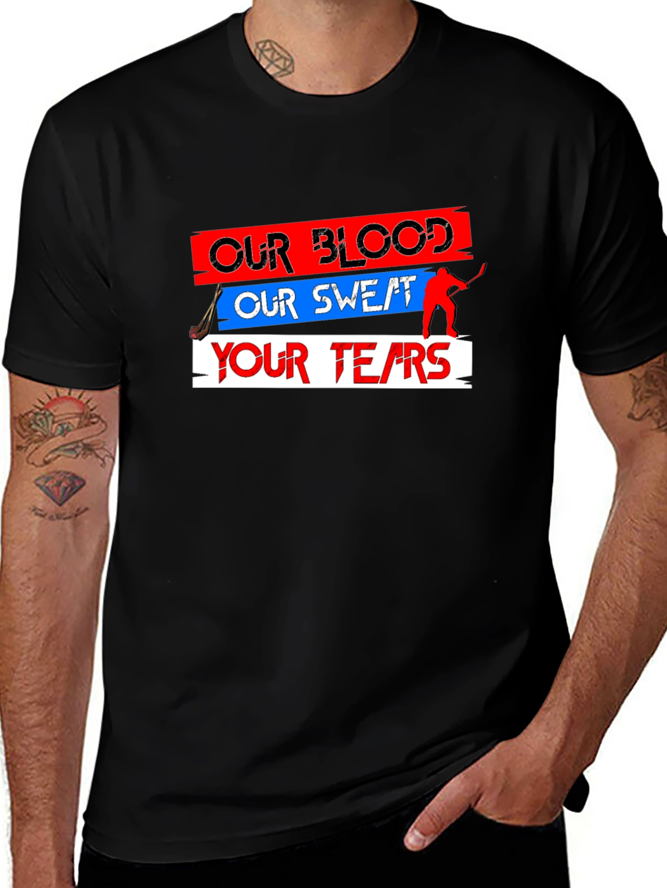 Variant 30 of Our Blood, Our Sweat, Your Tears Black T-Shirt