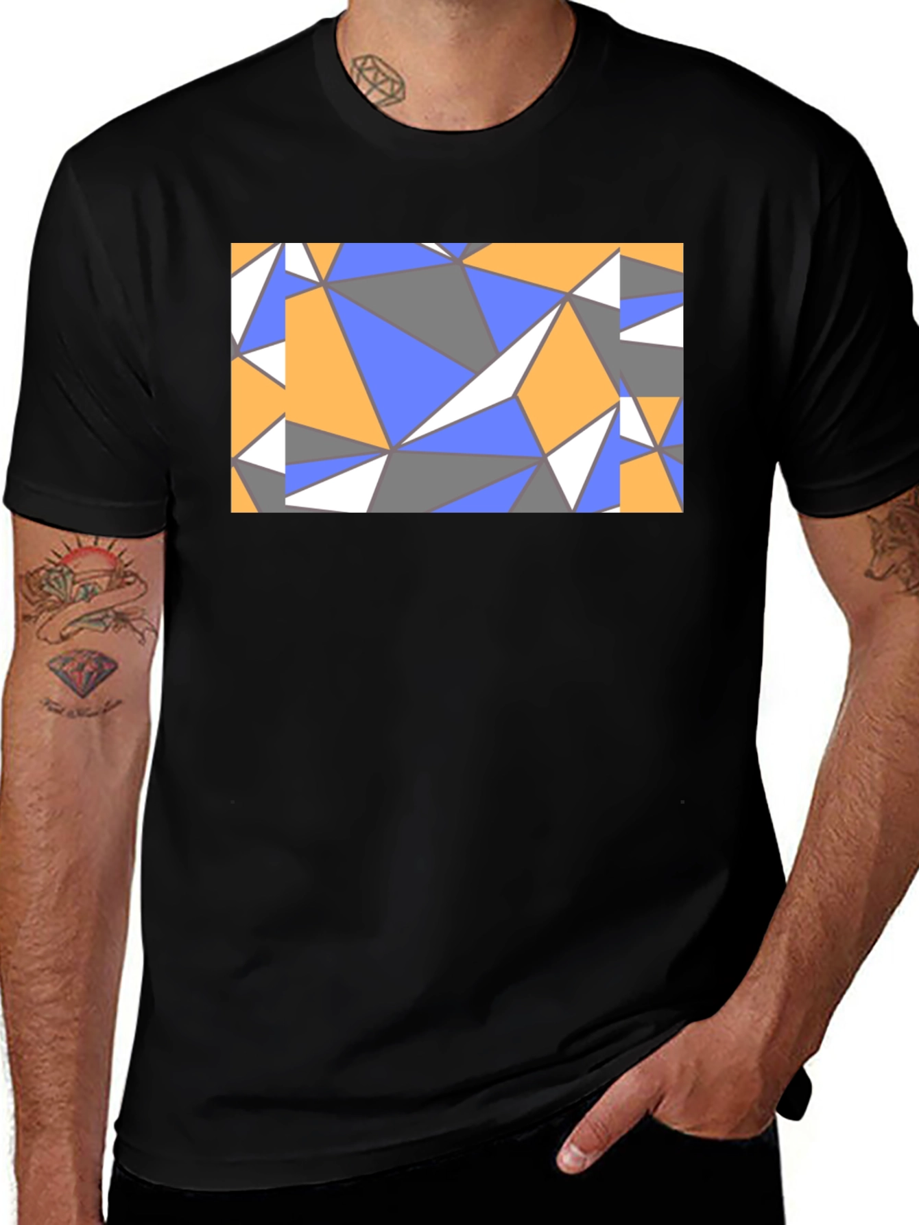 Variant 17 of Geometric Triangle Pattern Crewneck T-Shirt