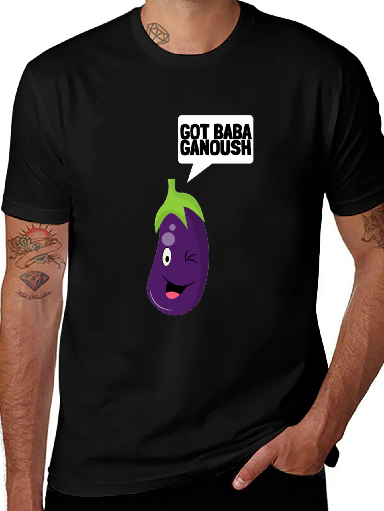 Variant 12 of Got Baba Ganoush T-Shirt, Eggplant Cartoon Tee