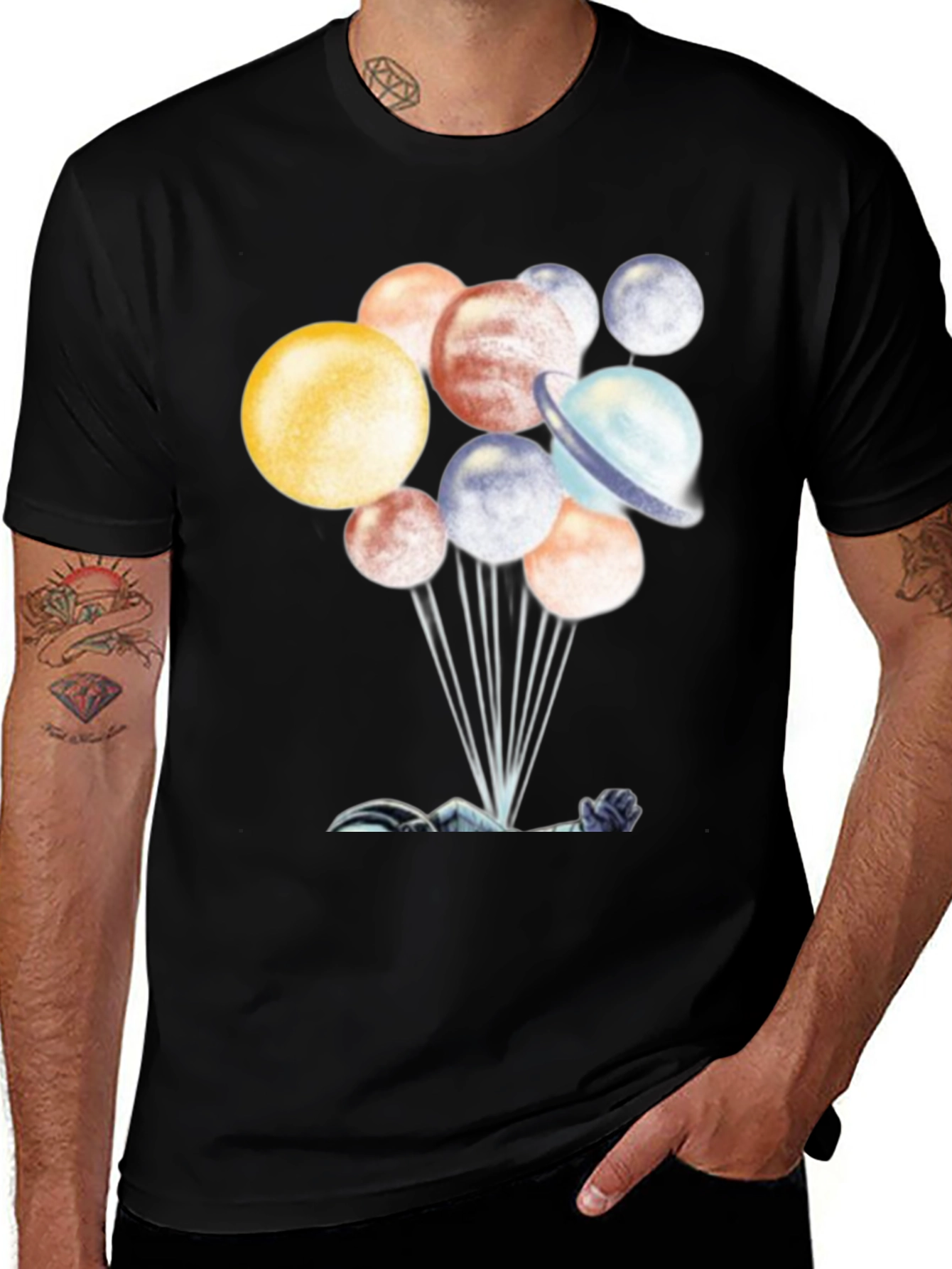 Variant 11 of Planetary Balloon Graphic Tee - Black