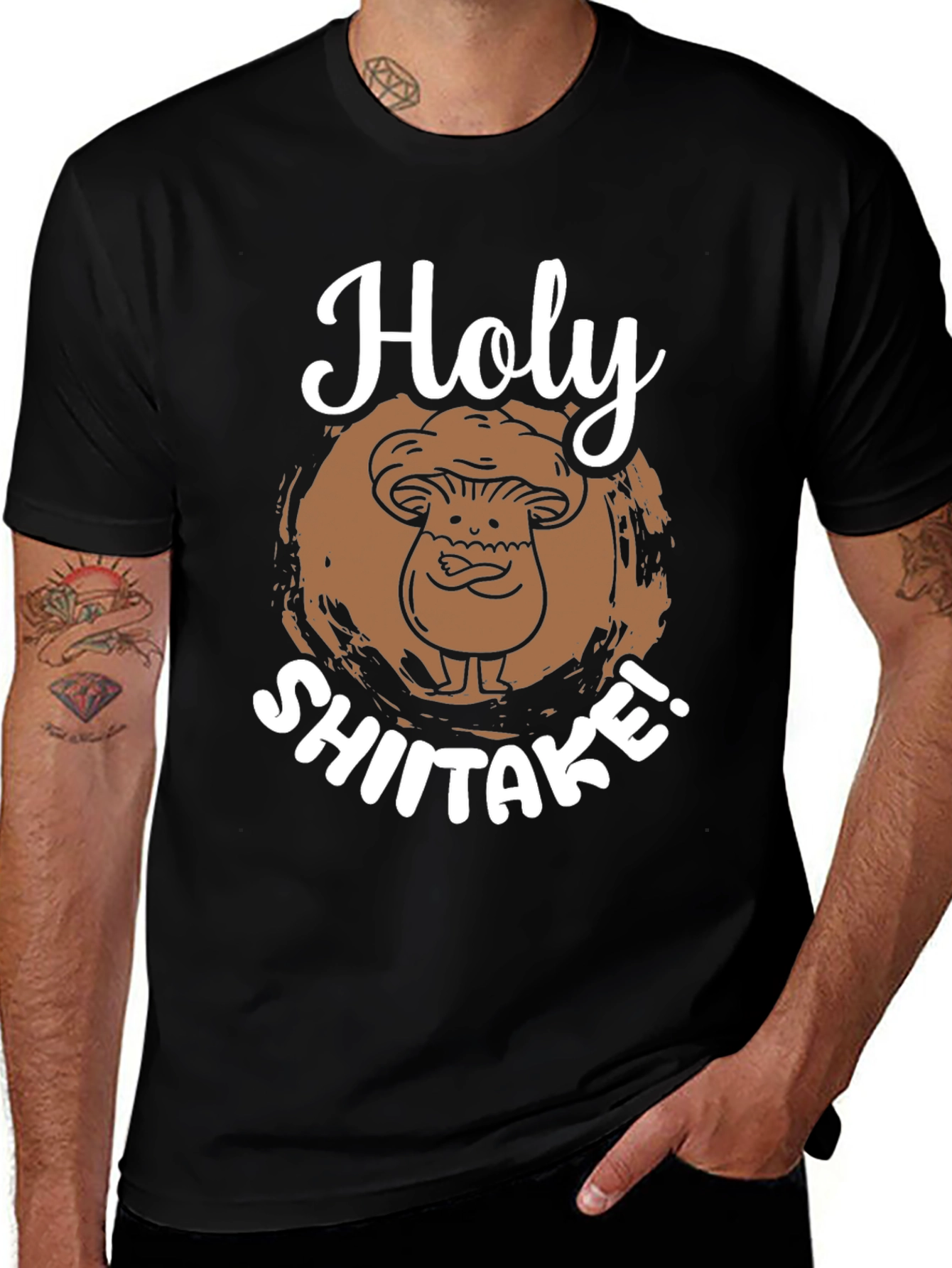 Holy Shiitake! Graphic Tee - Funny Mushroom Pun T-Shirt