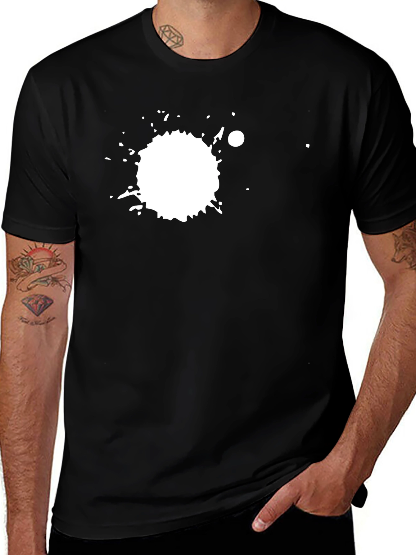 Variant 15 of Black Tee with White Splatter Graphic Print