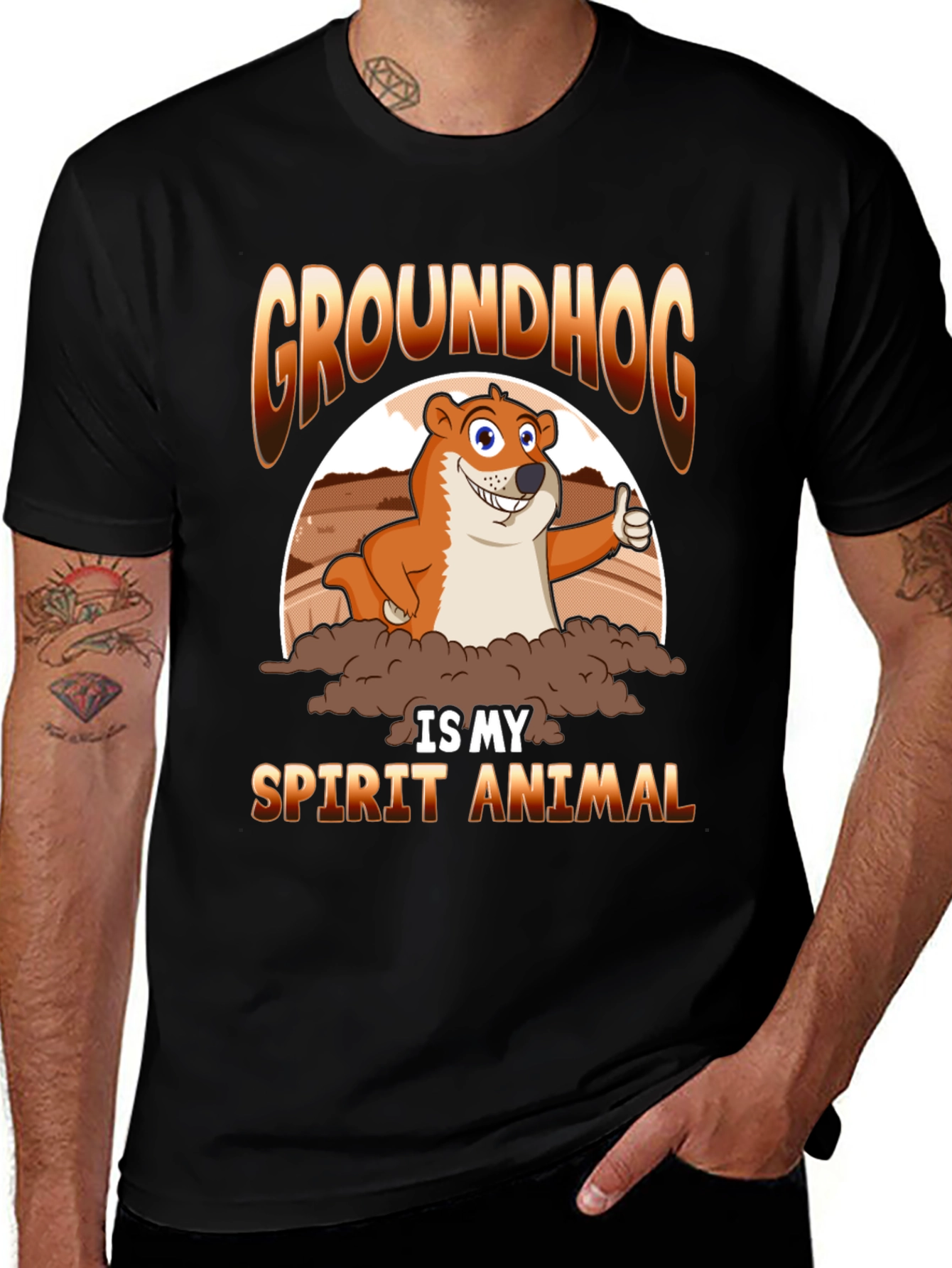Variant 17 of Groundhog Spirit Animal T-Shirt - Cute Cartoon Design