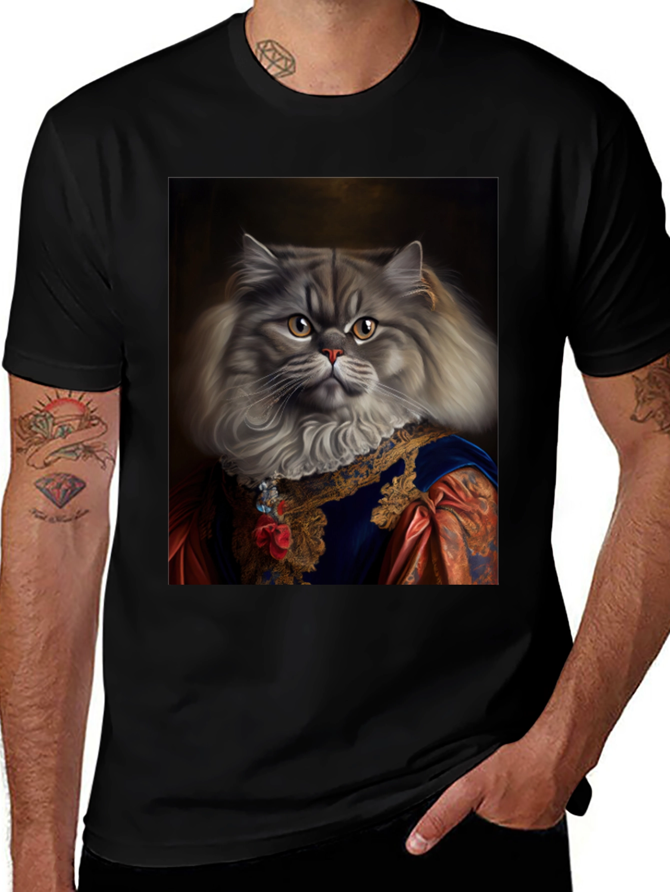 Variant 30 of Cat Royalty T-Shirt - Humorous Feline Portrait Tee