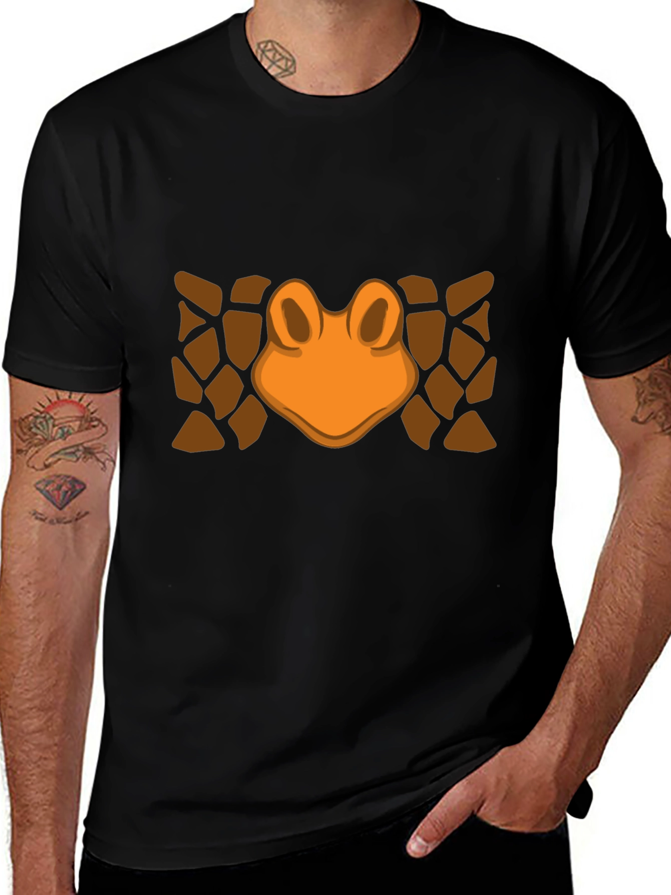 Variant 17 of Frog Face Graphic Print Black T-Shirt