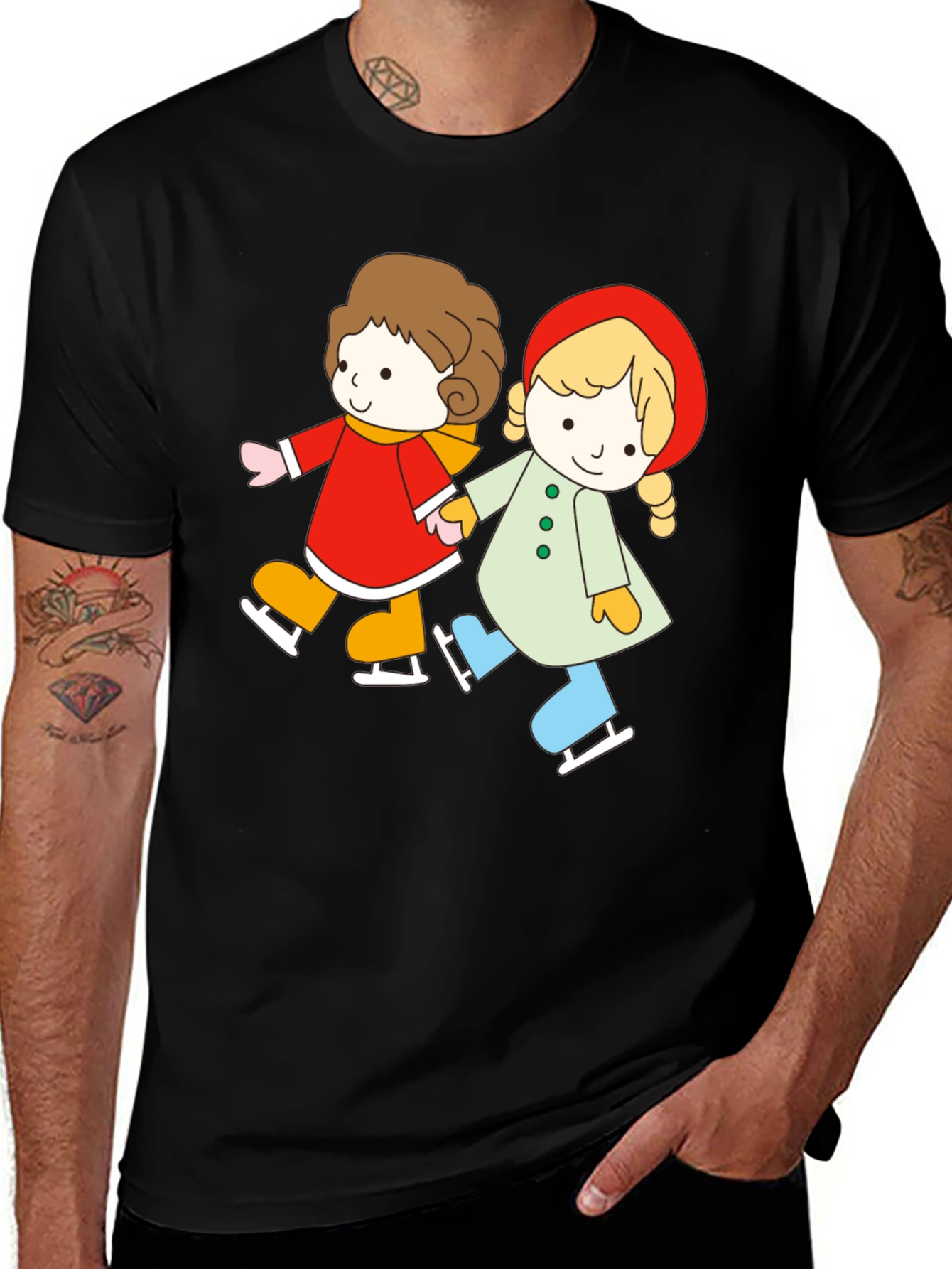 Cute Skating Kids Graphic T-Shirt - Unisex