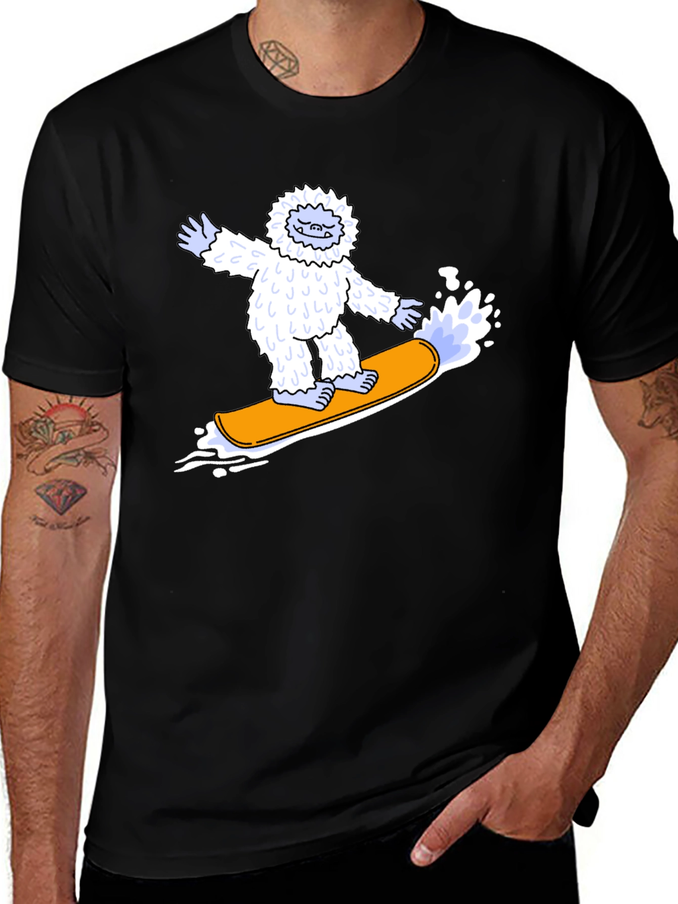 Variant 6 of Yeti Snowboarder Graphic Tee - Cool Black T-Shirt