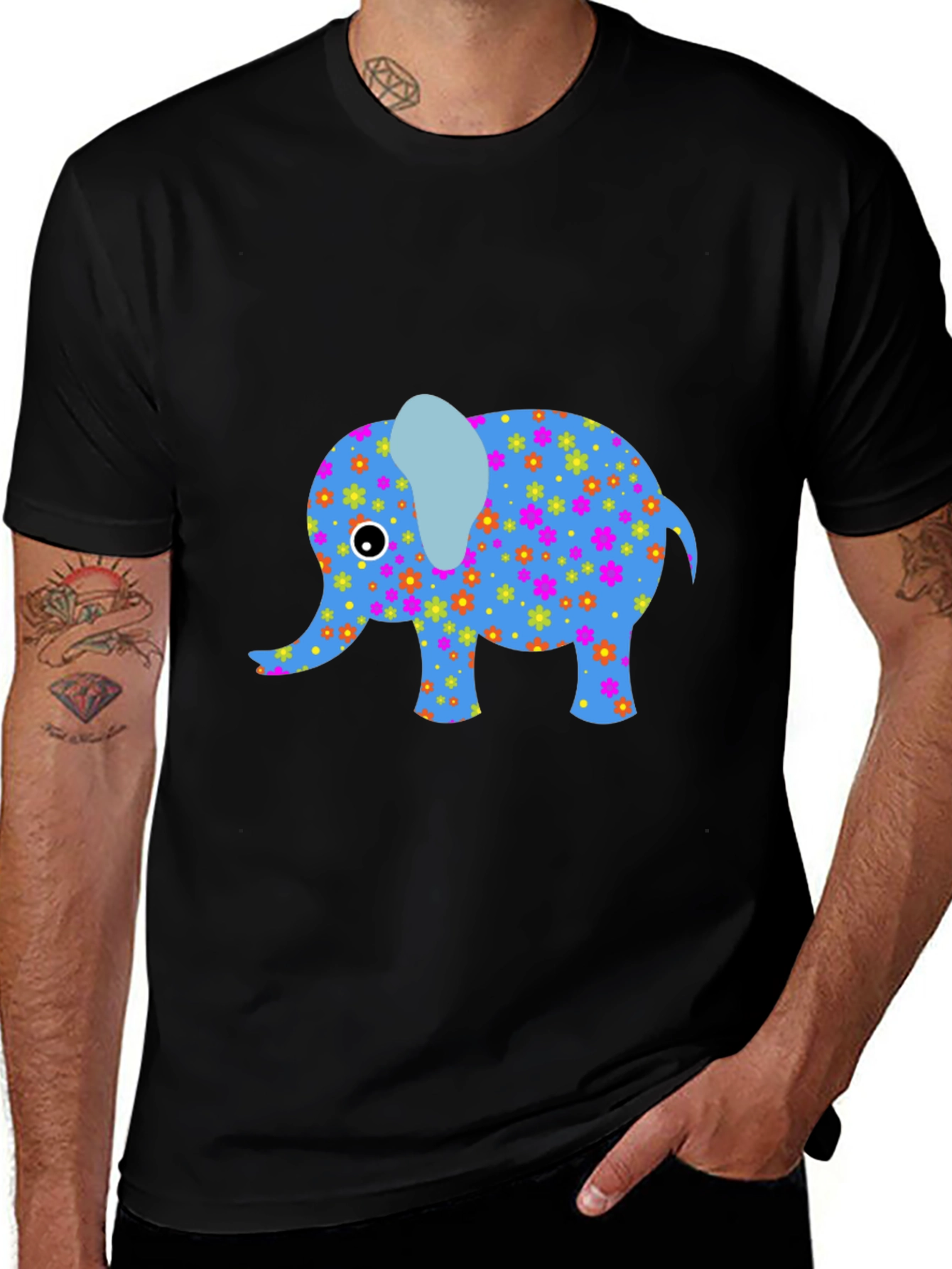 Variant 9 of Elephant Graphic Tee - Stylish Black T-Shirt