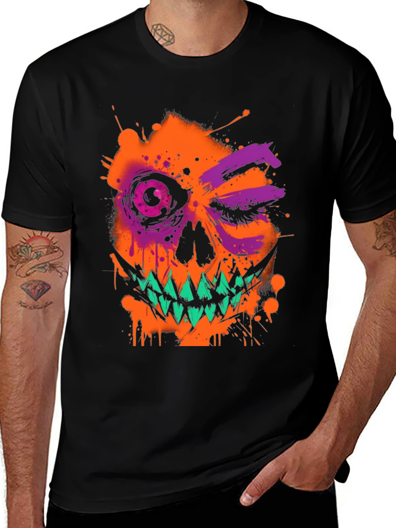 Variant 7 of Halloween Skull Graphic Tee