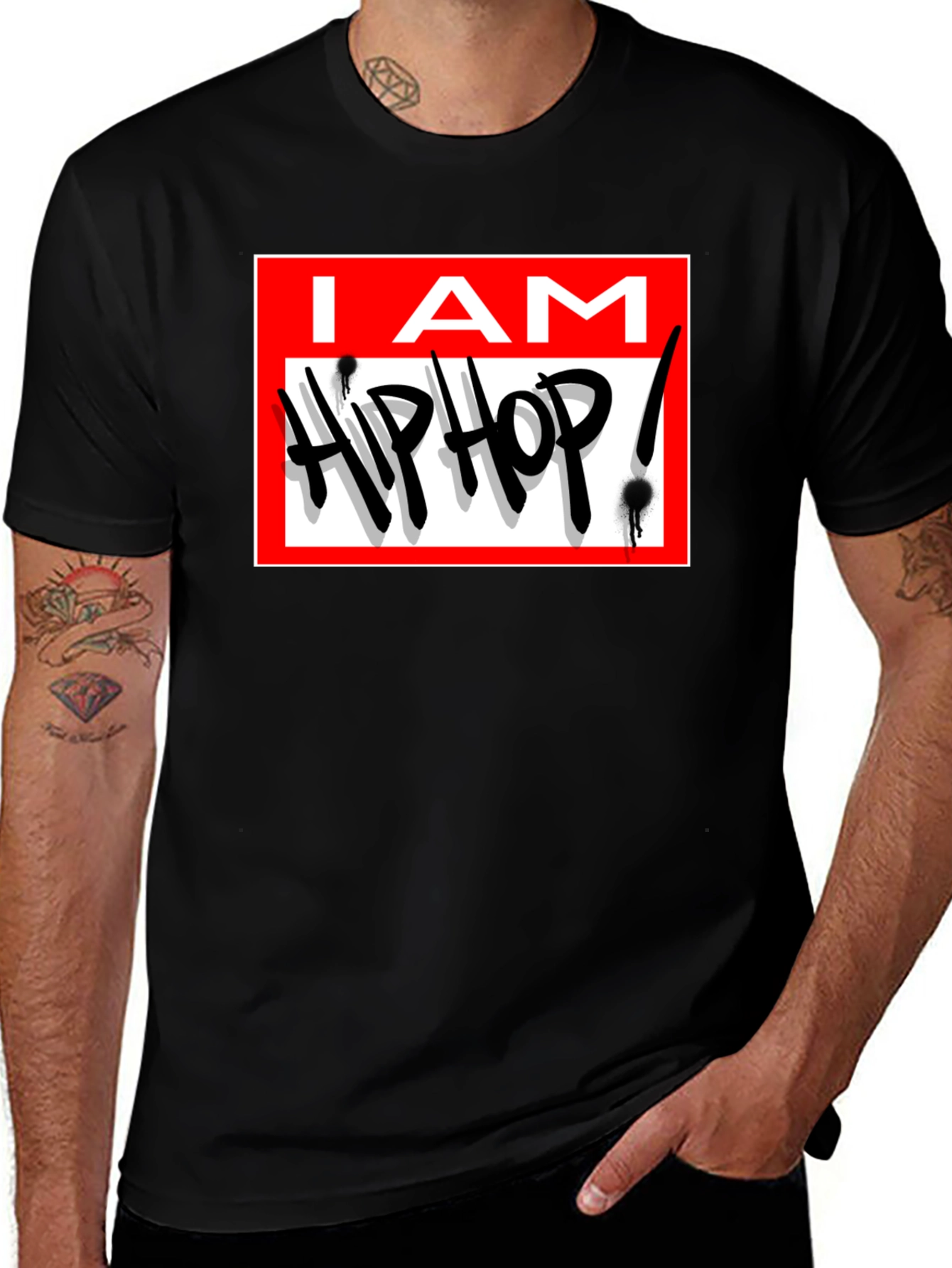 I AM Hip Hop Black T-Shirt - Bold Statement Tee