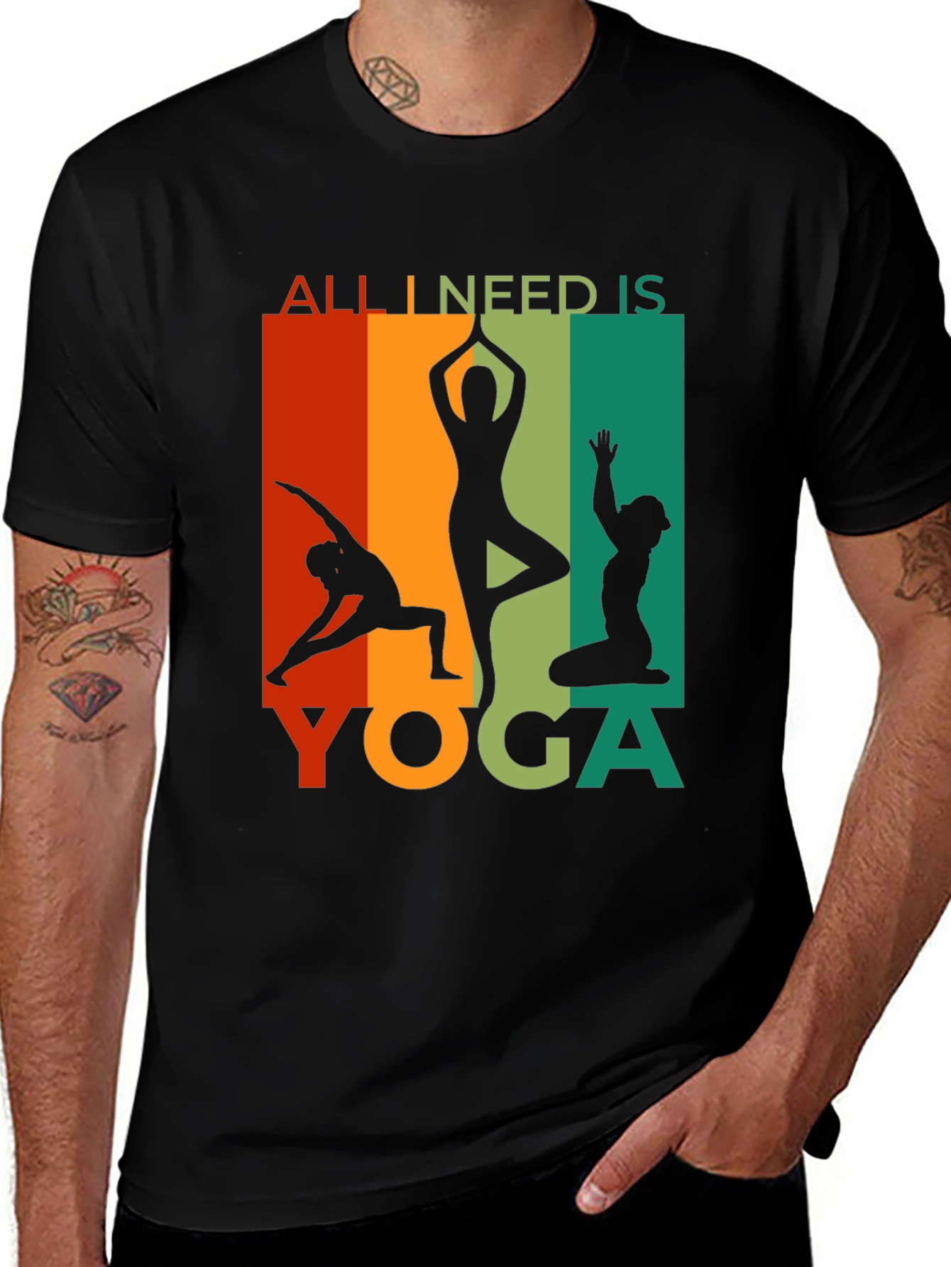 Variant 9 of Yoga Silhouette T-Shirt - All I Need is Yoga Tee