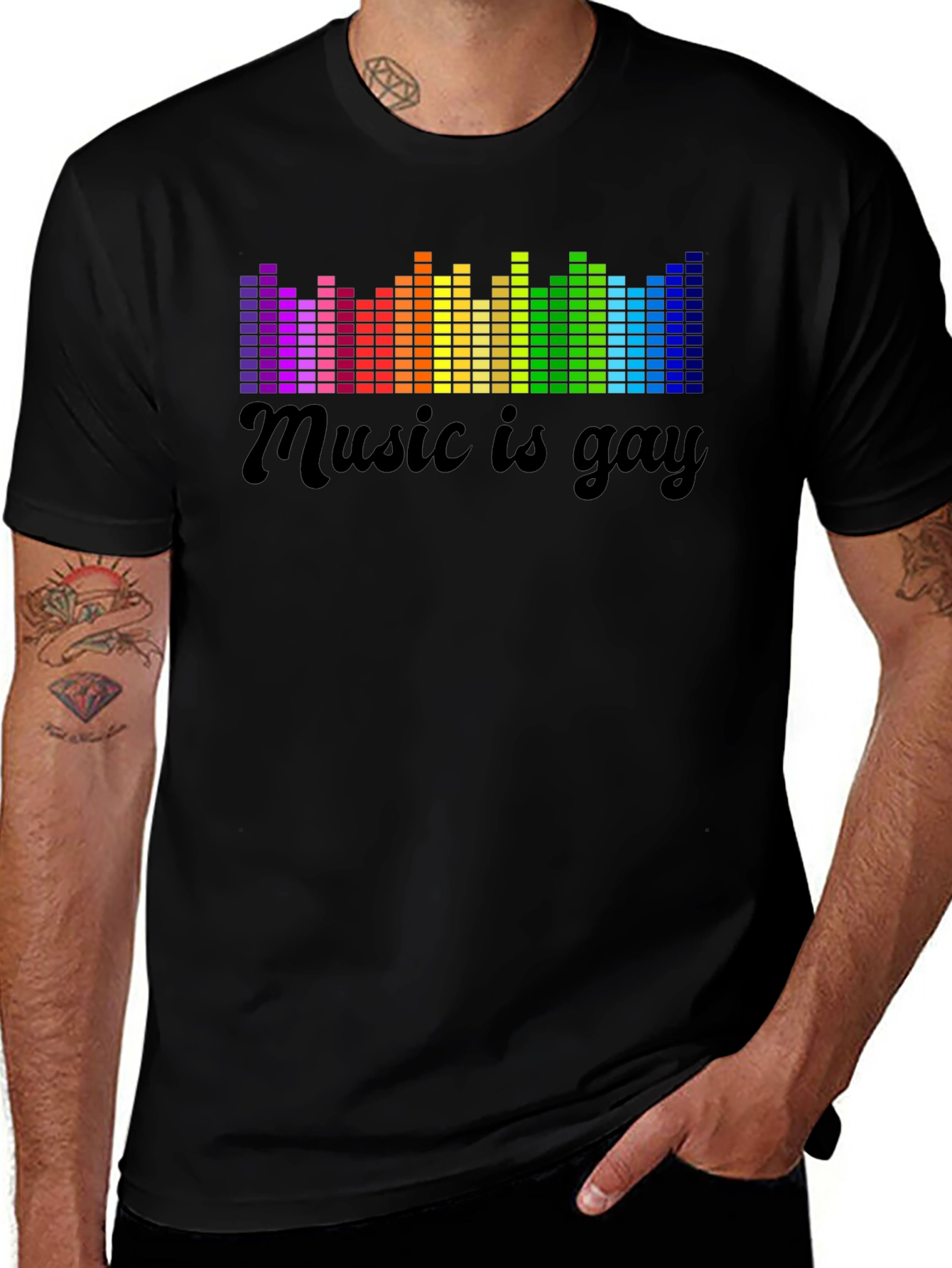 Variant 4 of Music is Gay T-Shirt - Rainbow Pride Tee