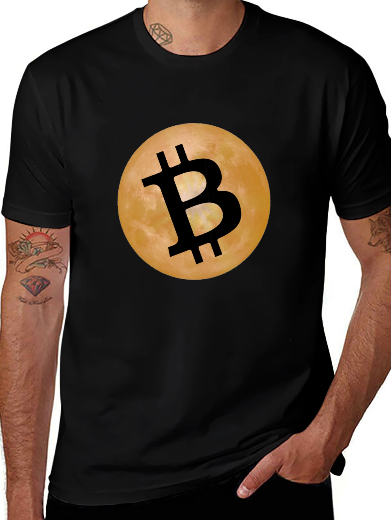 Variant 21 of Bitcoin Moon Black T-Shirt