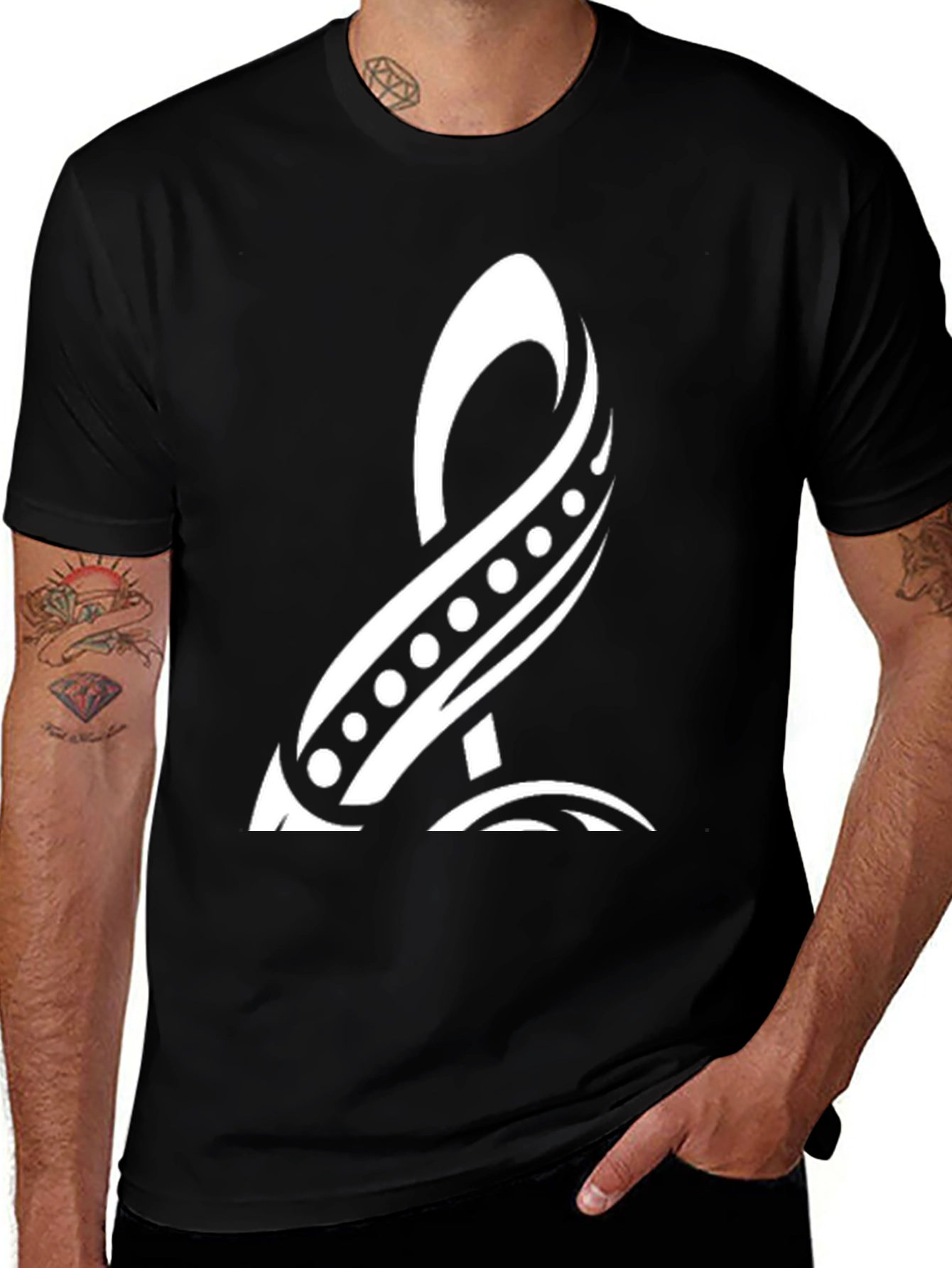 Variant 7 of Tribal Design Black T-Shirt