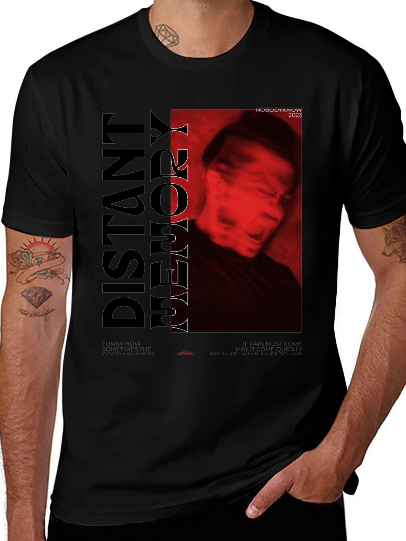 Variant 12 of Distant Memory Graphic Tee - Black Crew Neck T-Shirt