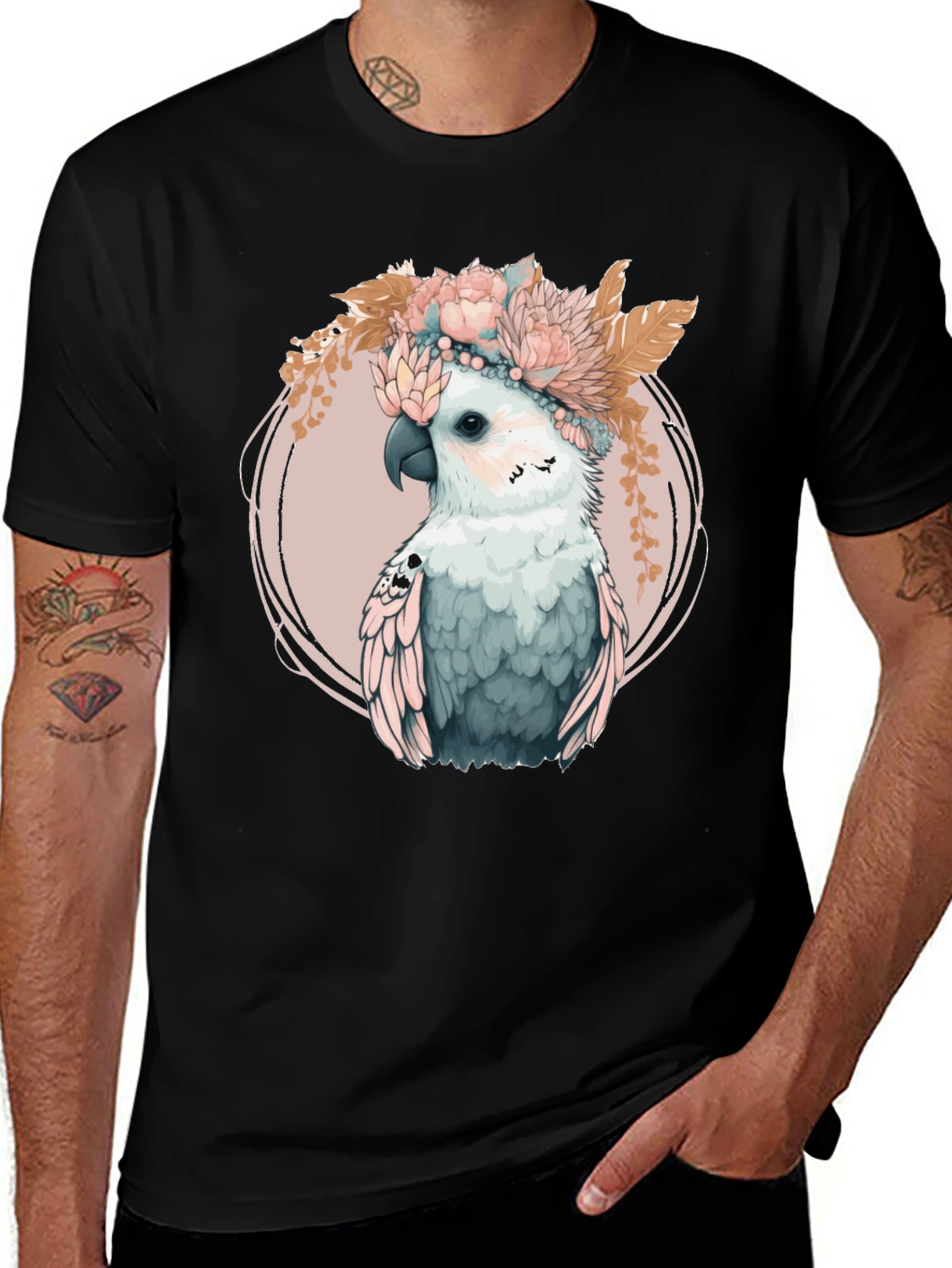 Variant 19 of Floral Crown Cockatoo Graphic Tee