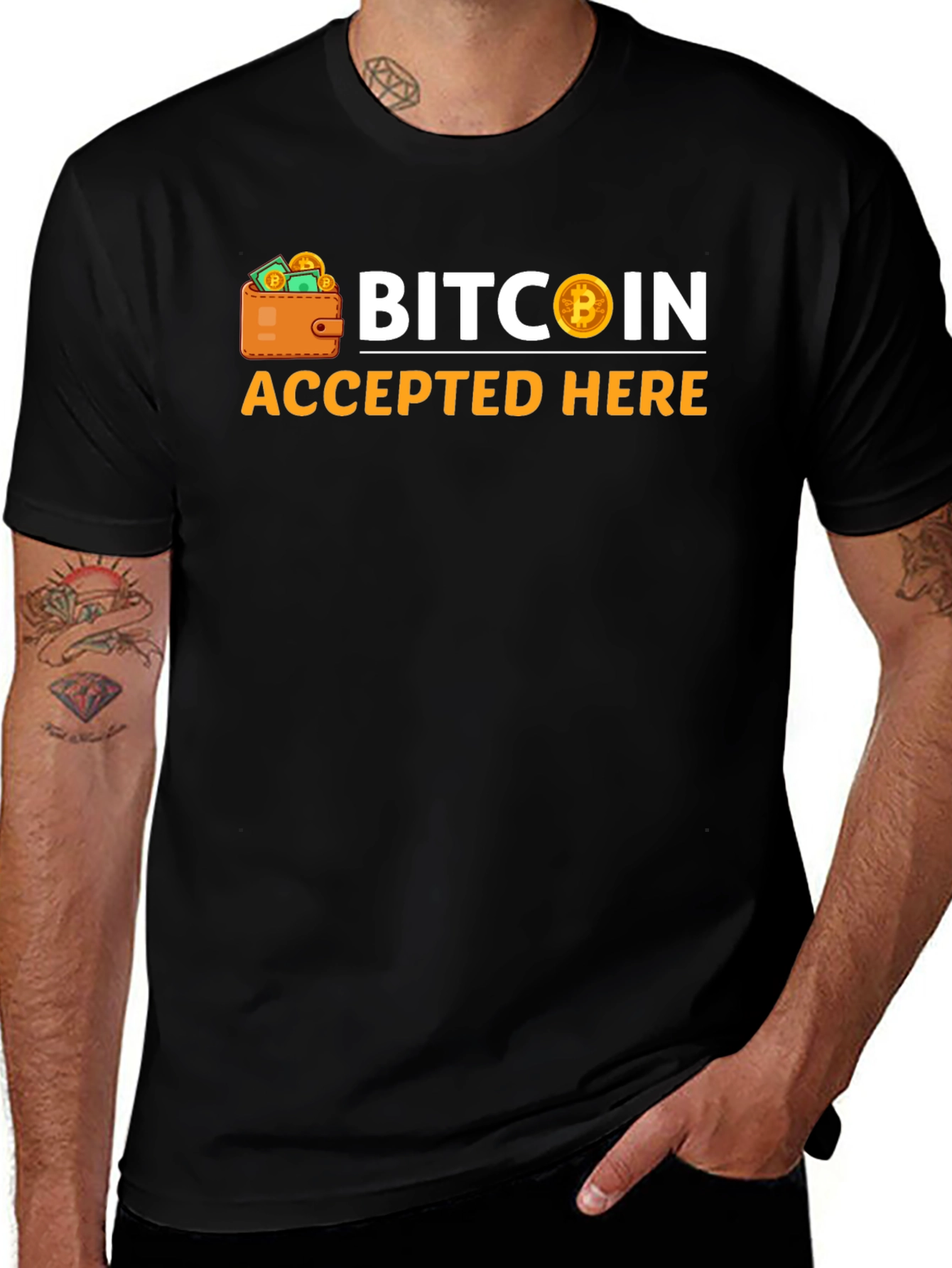 Bitcoin Accepted Here Black T-Shirt