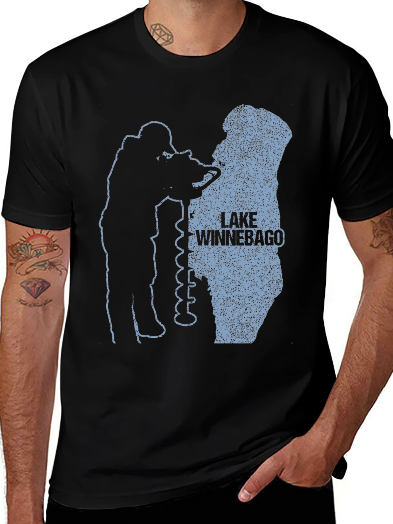 Variant 30 of Lake Winnebago Ice Fishing Graphic T-Shirt