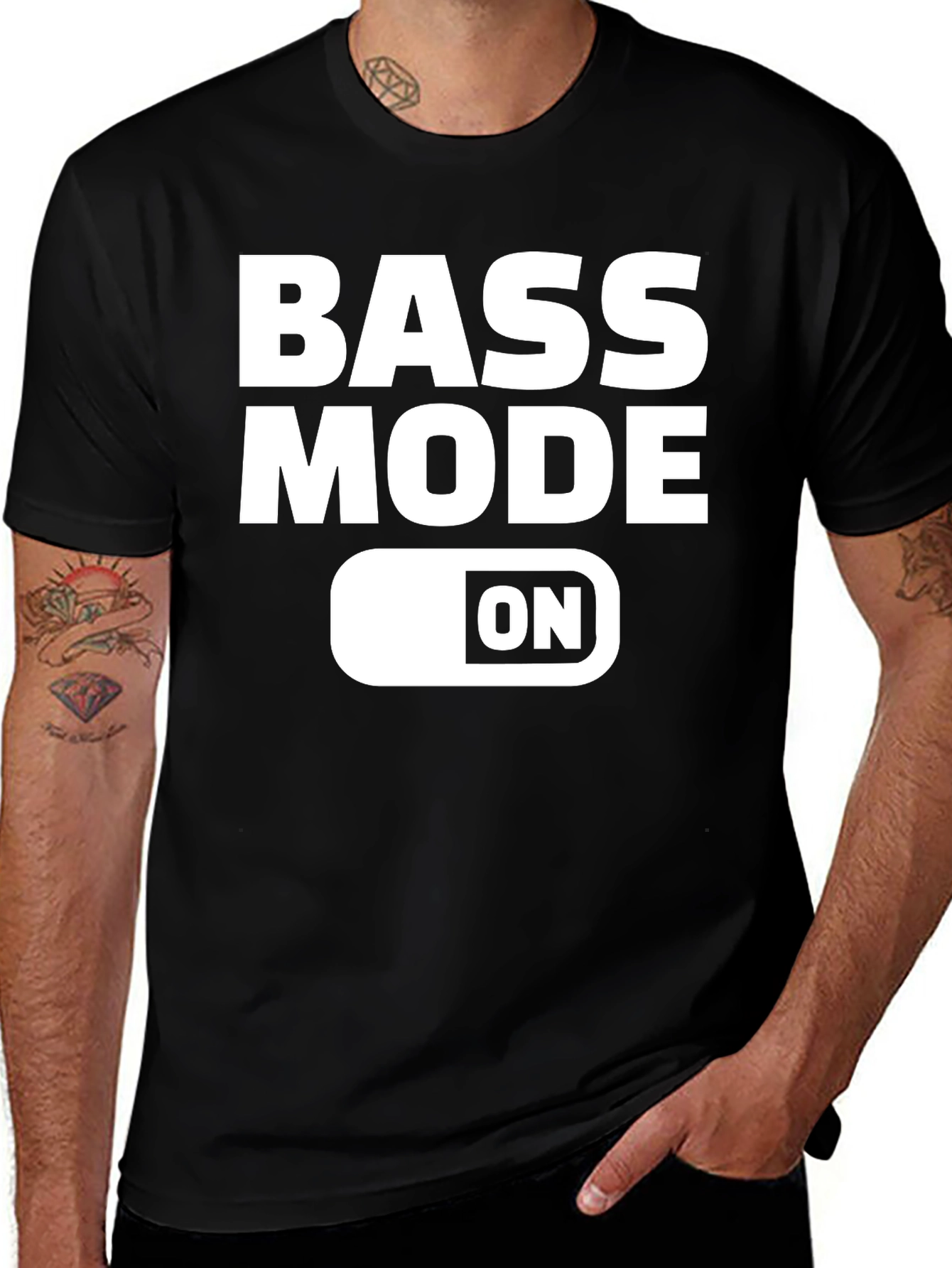 Variant 16 of Bass Mode ON Black T-Shirt
