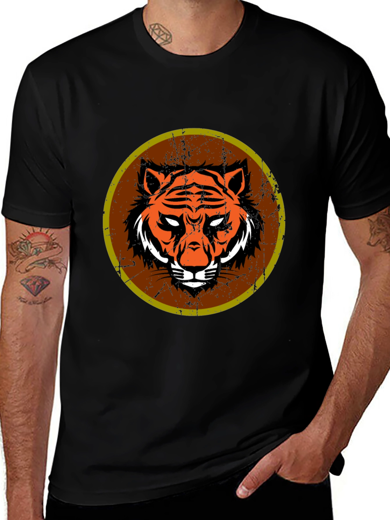 Black Tiger Graphic Tee - Men's Black T-Shirt main image
