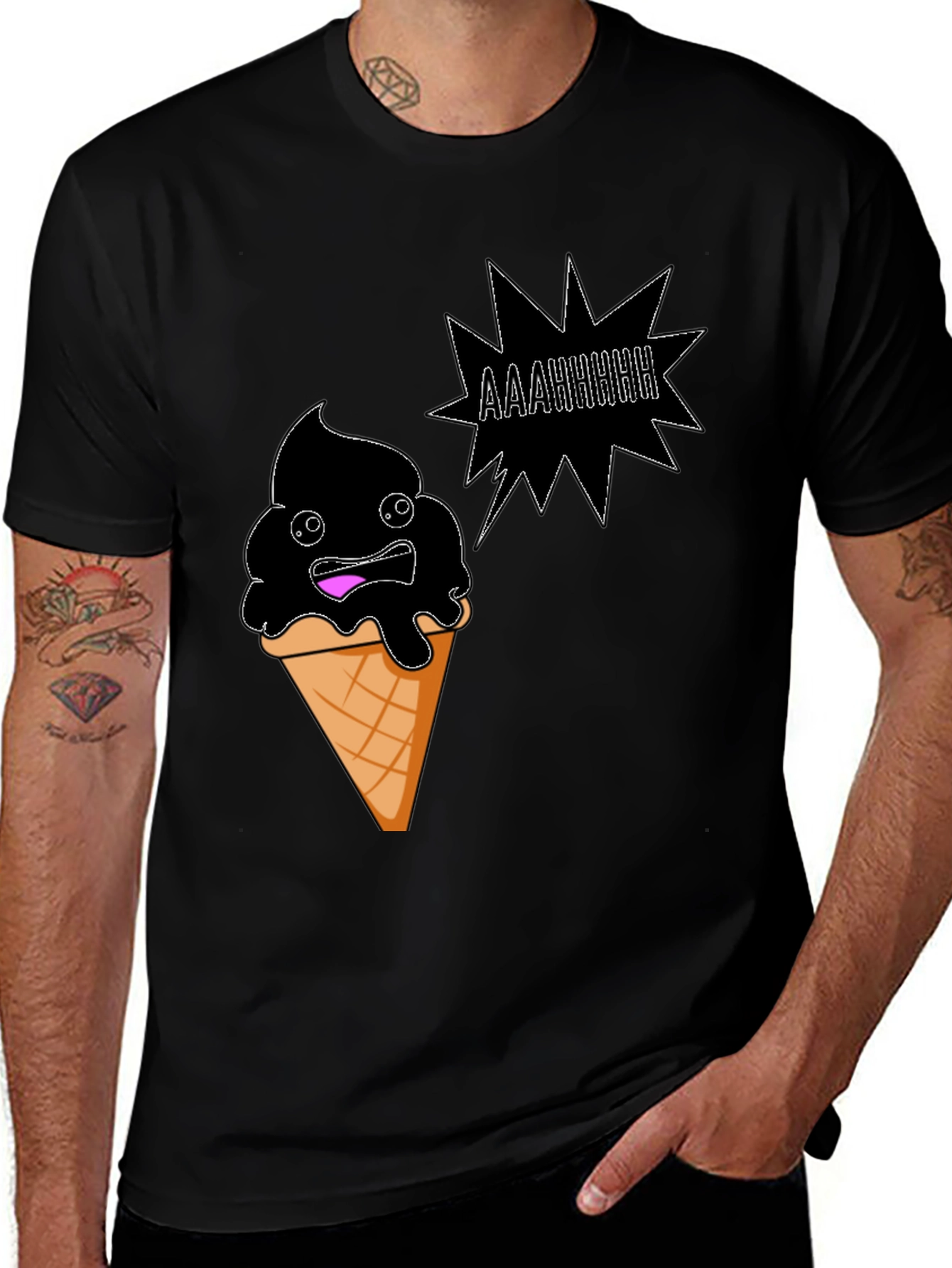Variant 25 of Screaming Ice Cream Graphic Tee - Black