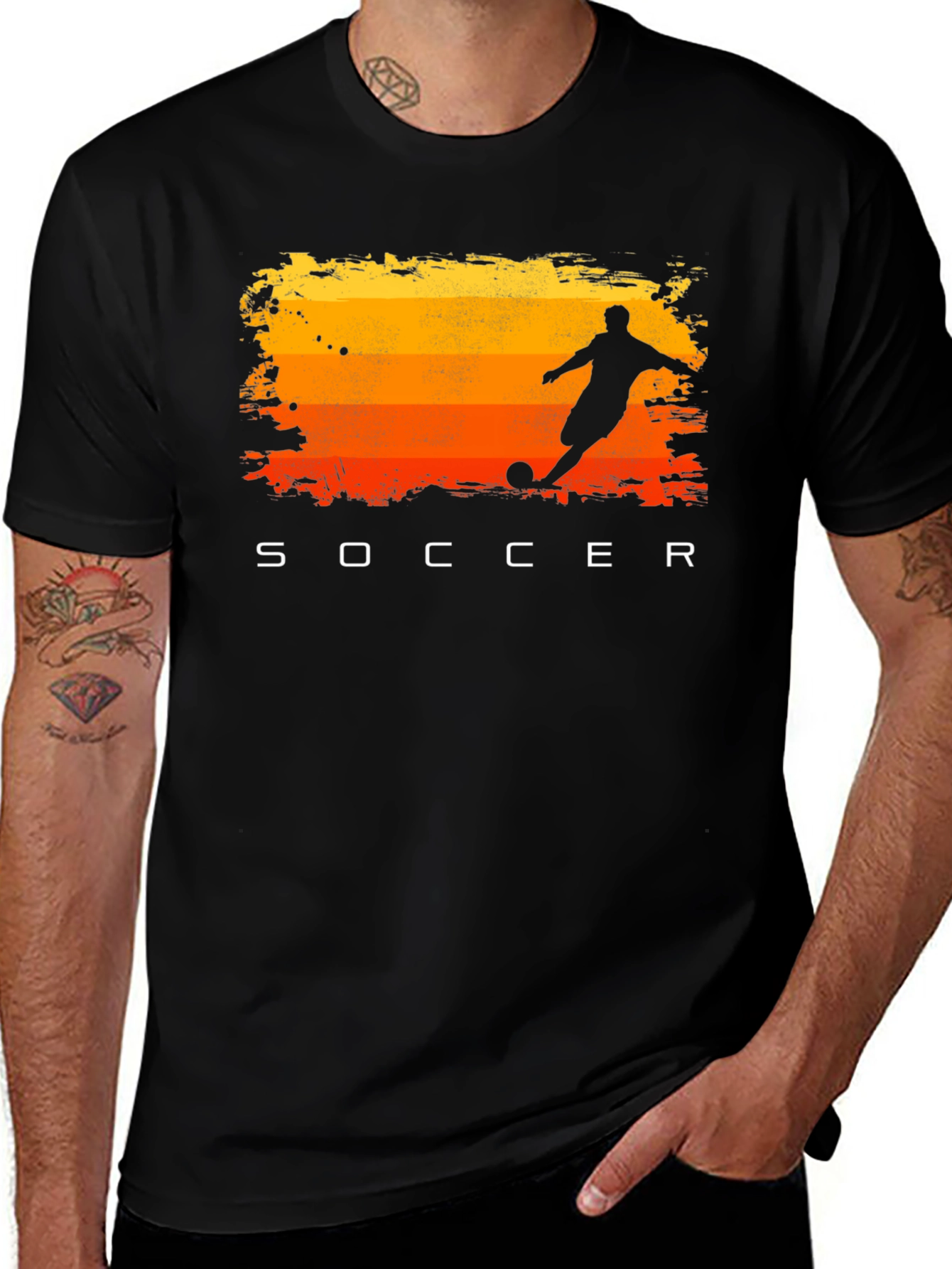 Variant 28 of Soccer Sunset Graphic Tee - Black