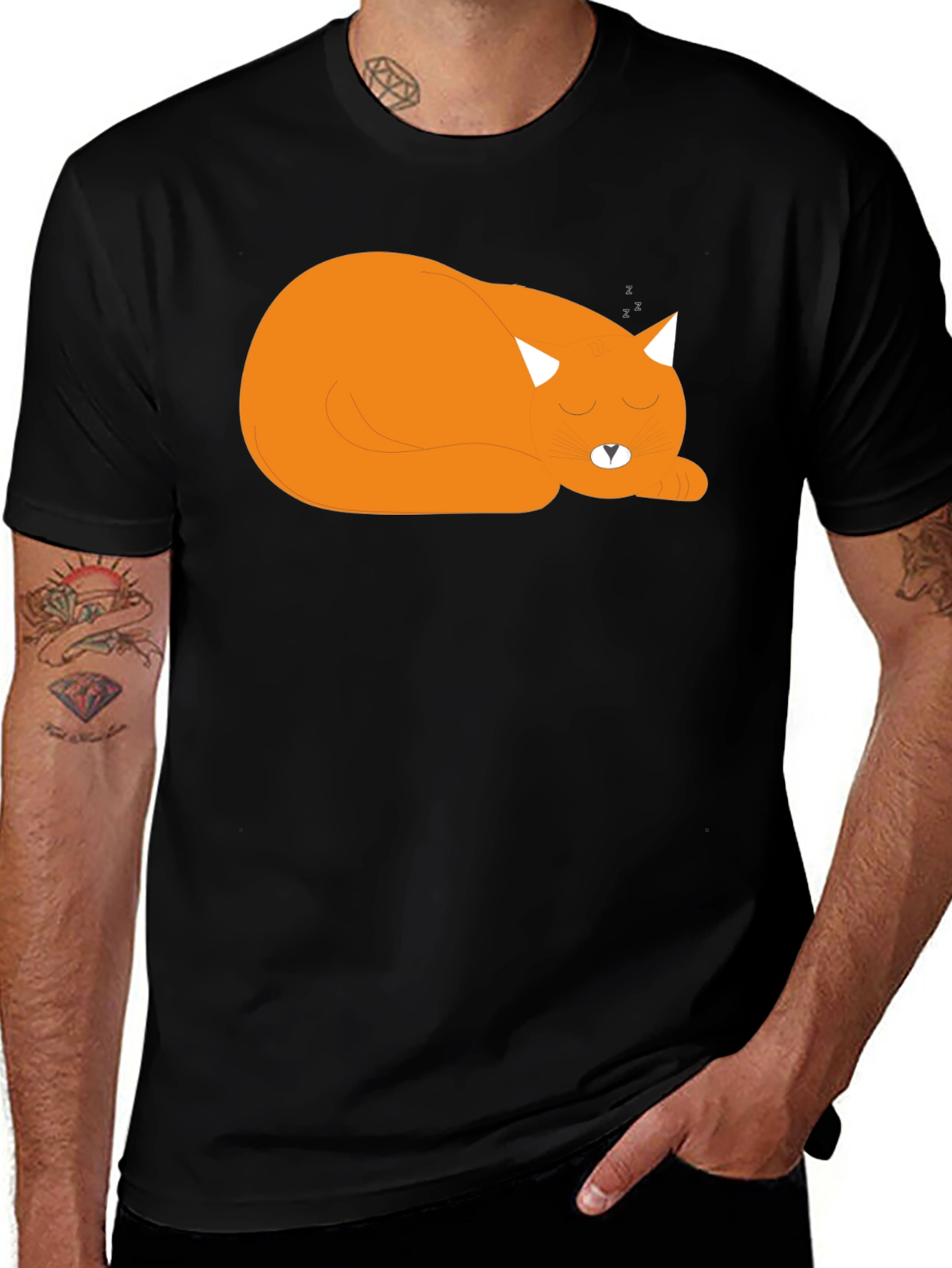 Variant 6 of Sleeping Cat Graphic Tee - Cozy Comfort