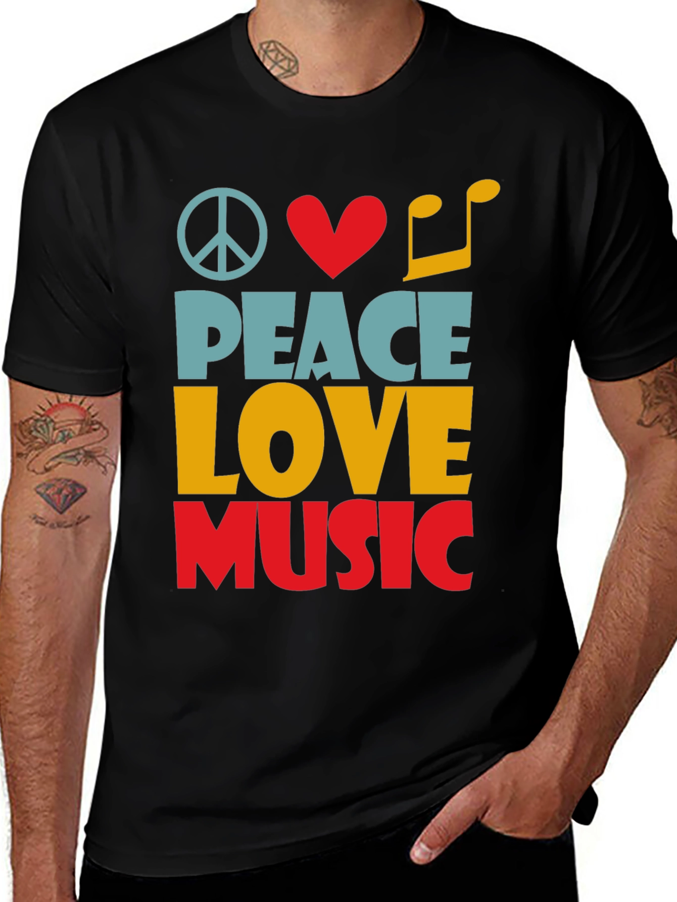 Variant 7 of Peace Love Music Graphic Tee - Unisex