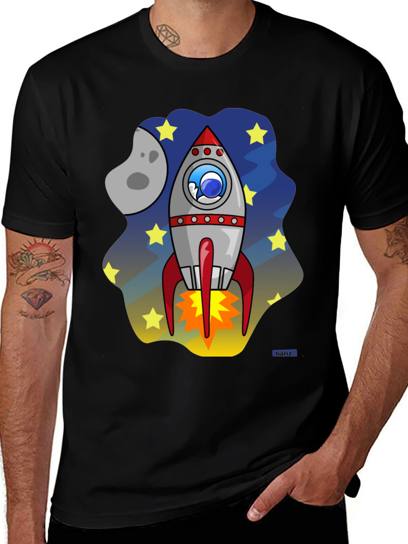 Variant 4 of Rocket Ship Graphic T-Shirt - Blast Off in Style!