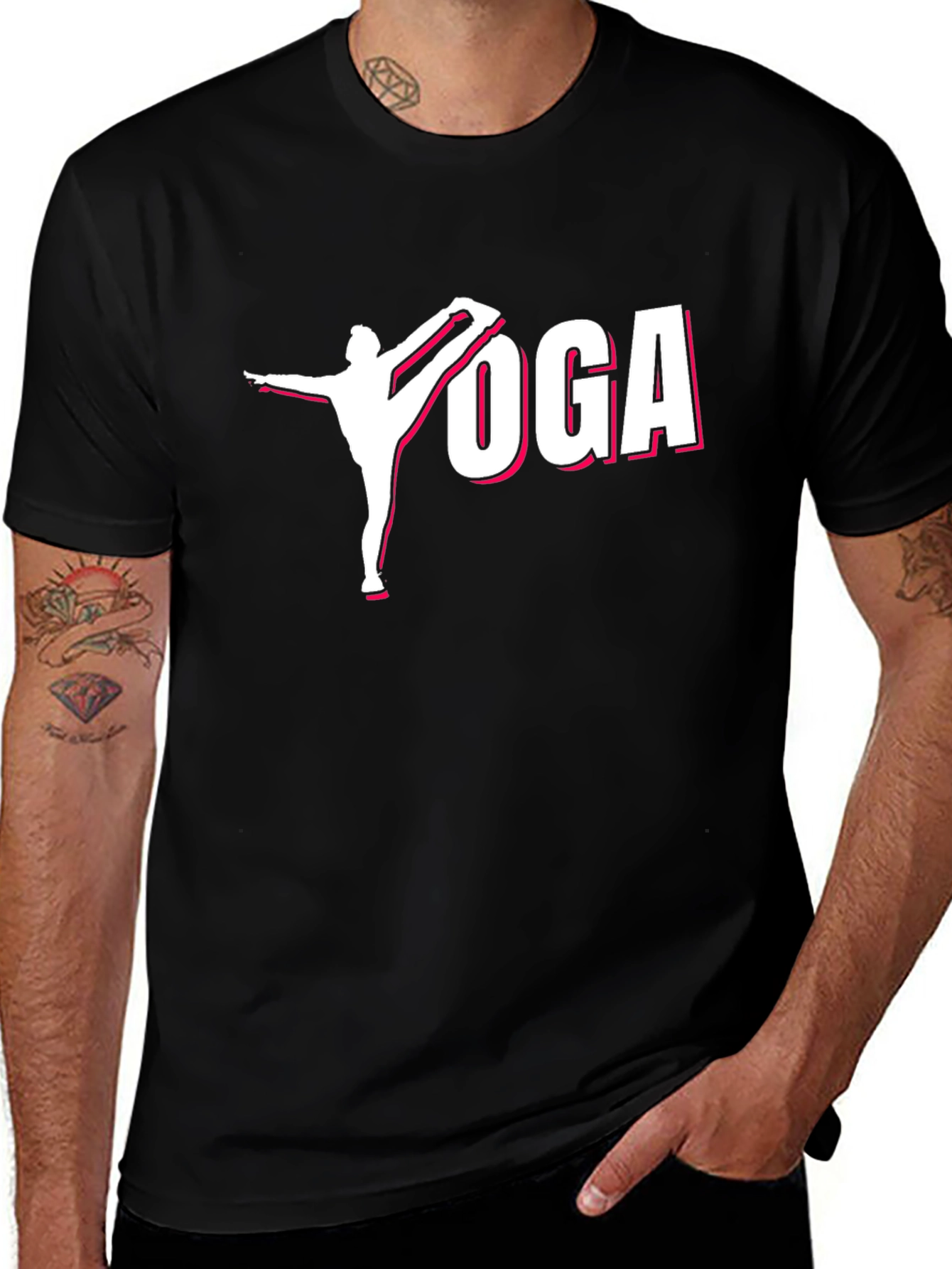 Variant 29 of Yoga Pose Graphic Tee - Black Cotton T-Shirt