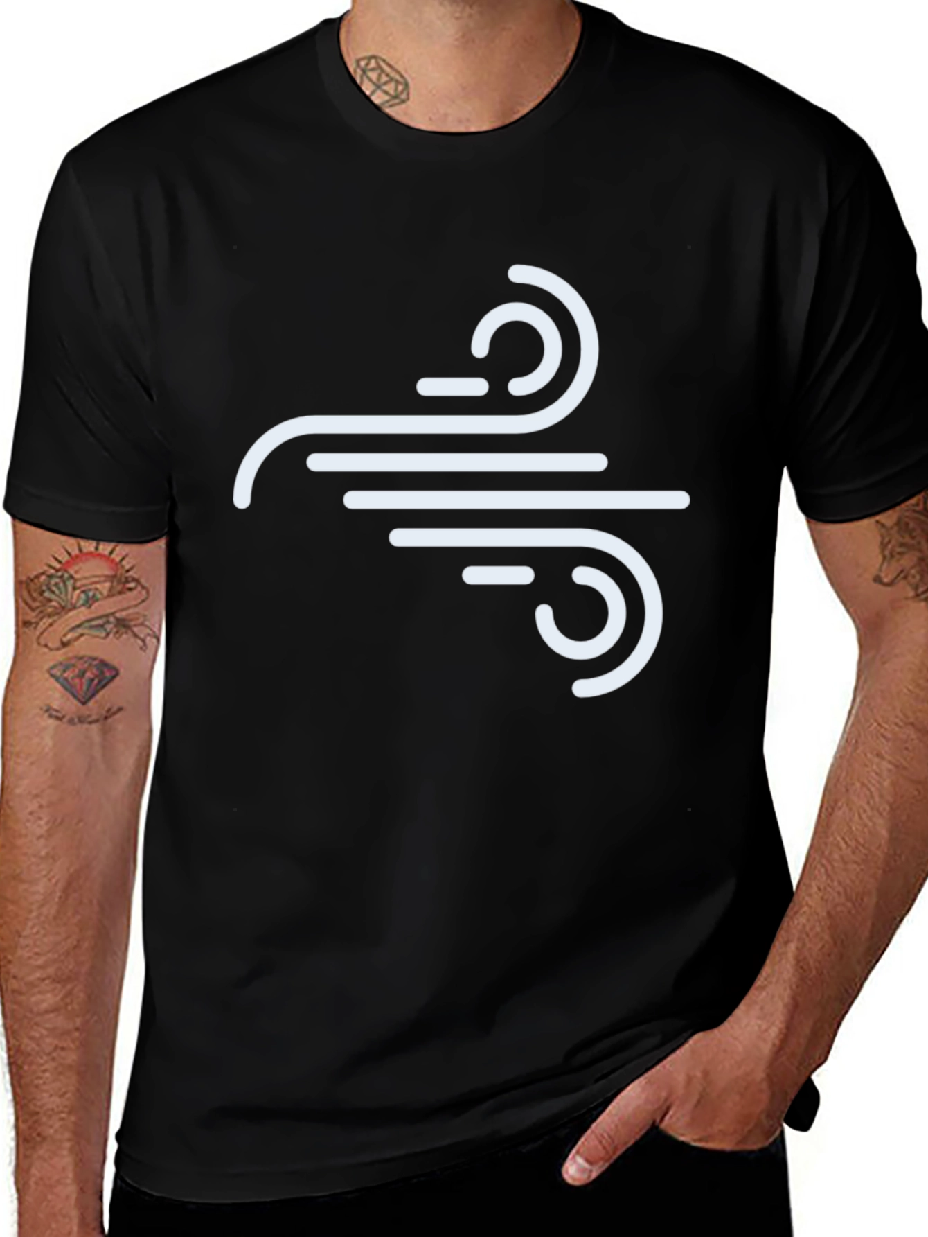 Variant 13 of Wind Symbol Black T-Shirt - Modern Design