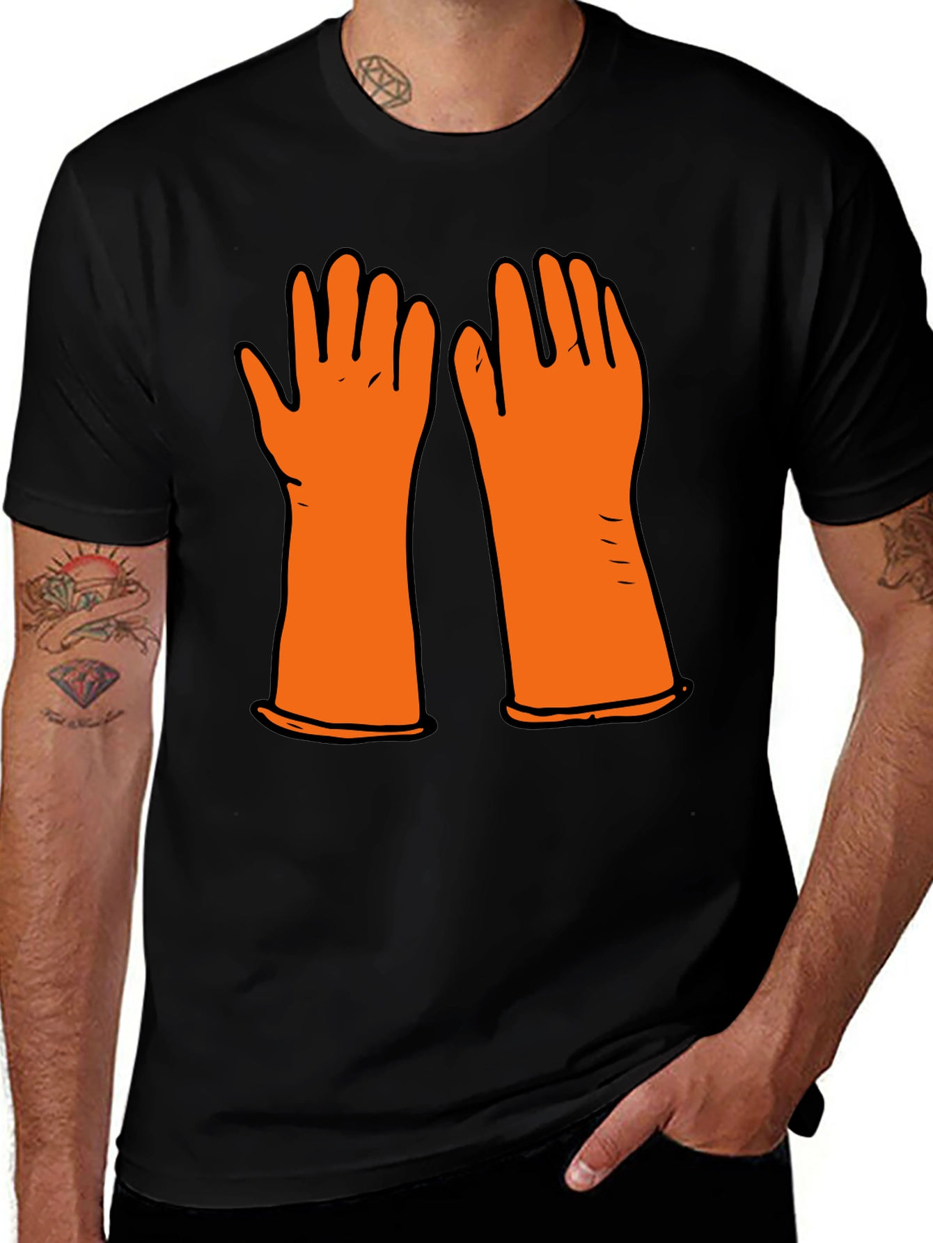 Cartoon Gloves Black Tee