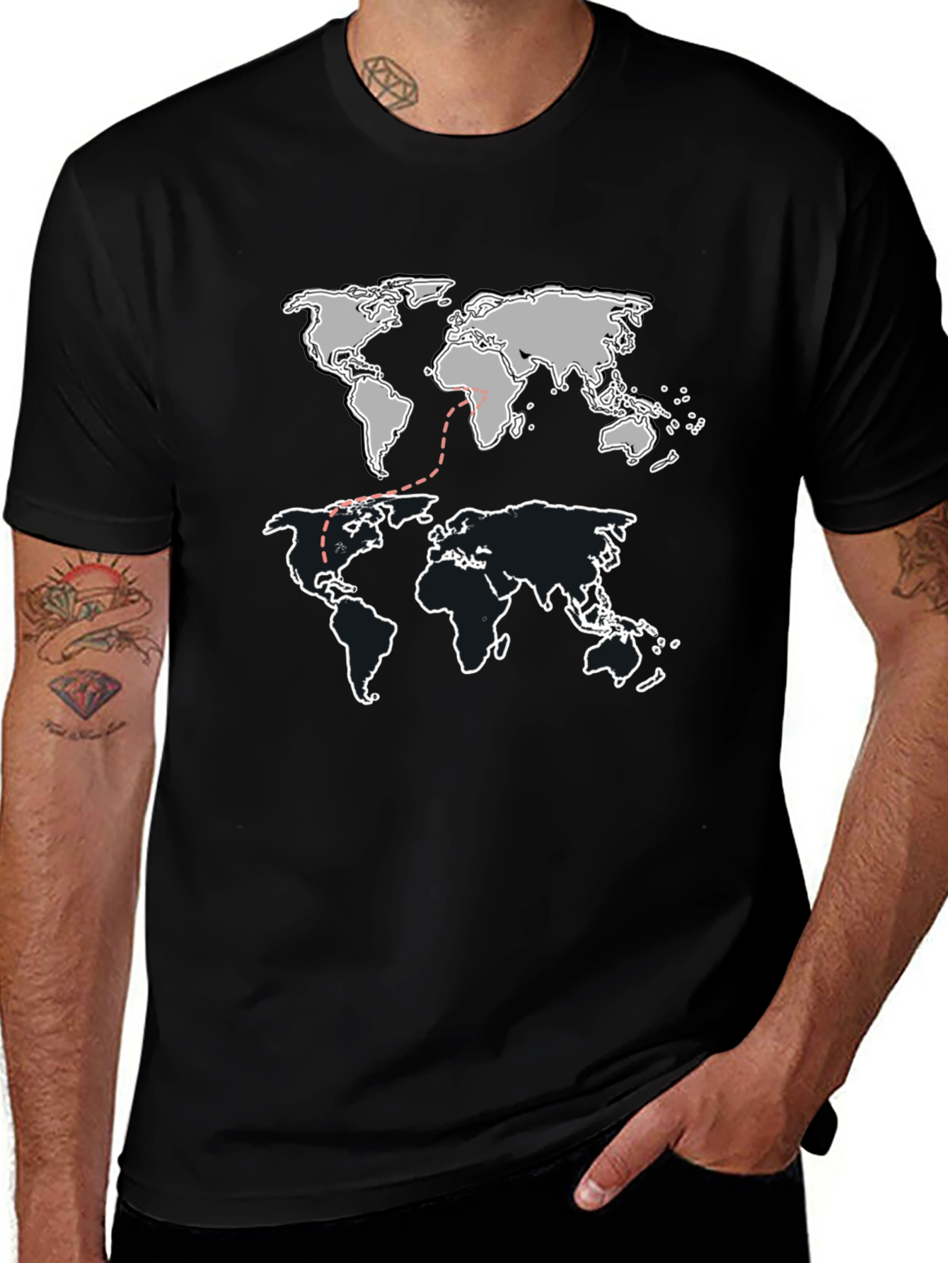 Variant 5 of World Map Graphic Tee - Black
