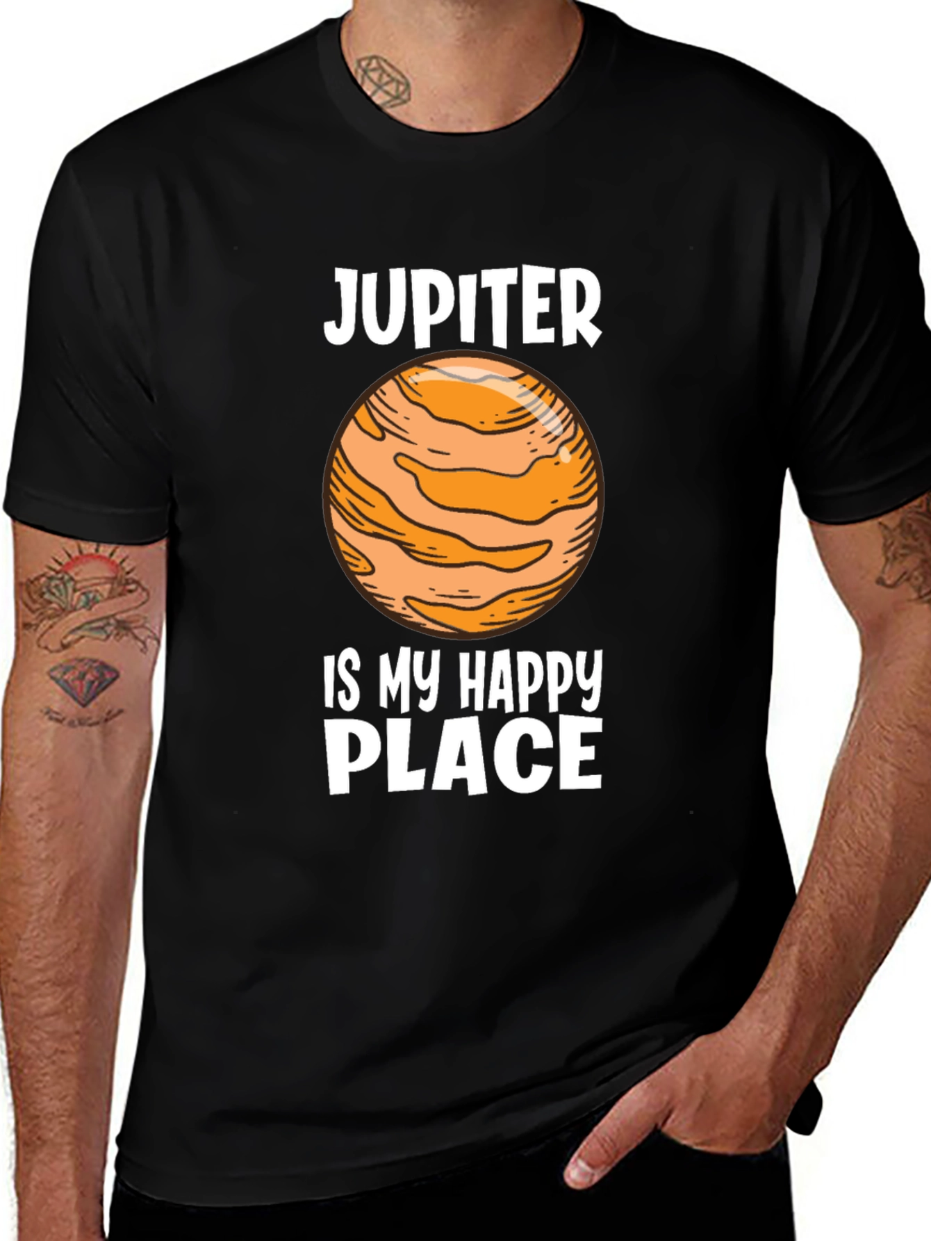 Jupiter Happy Place Black Graphic Tee
