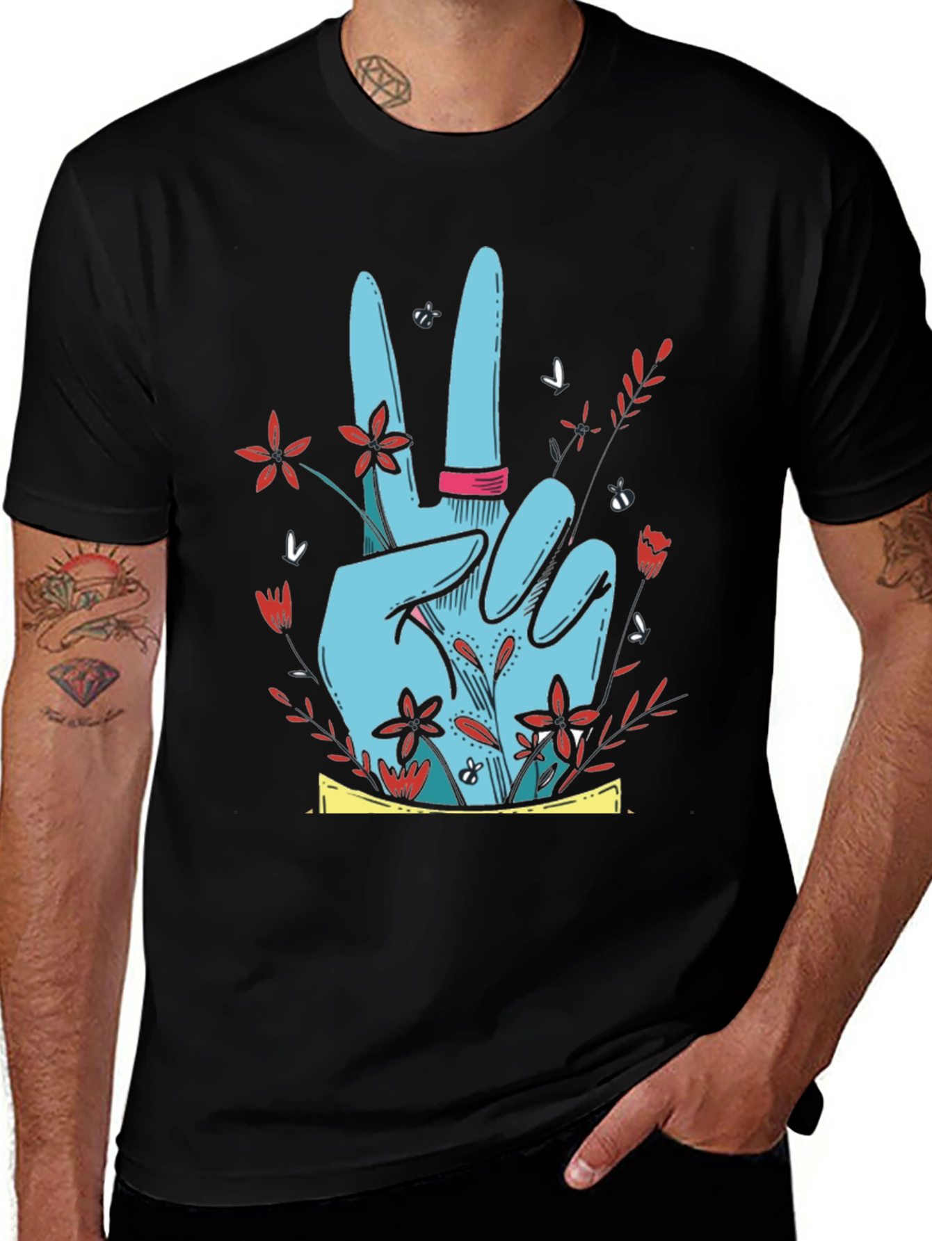 Variant 22 of Peace Sign Floral Graphic Tee