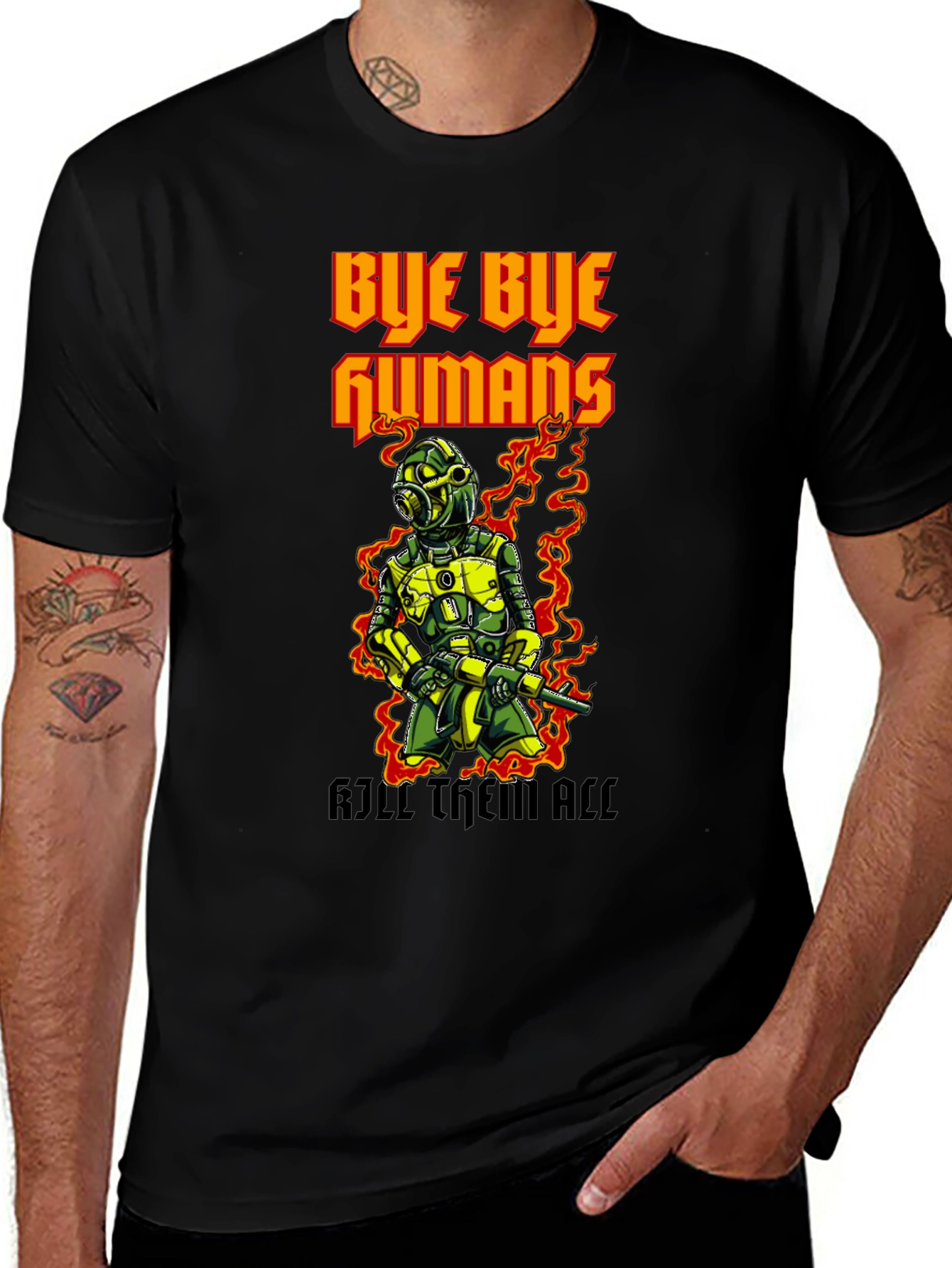 Variant 18 of Bye Bye Humans Graphic T-Shirt - Kill Them All Design
