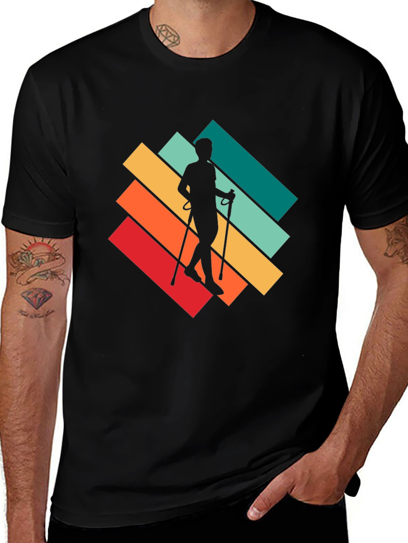 Variant 11 of Retro Hiker T-Shirt - Walking Silhouette Design