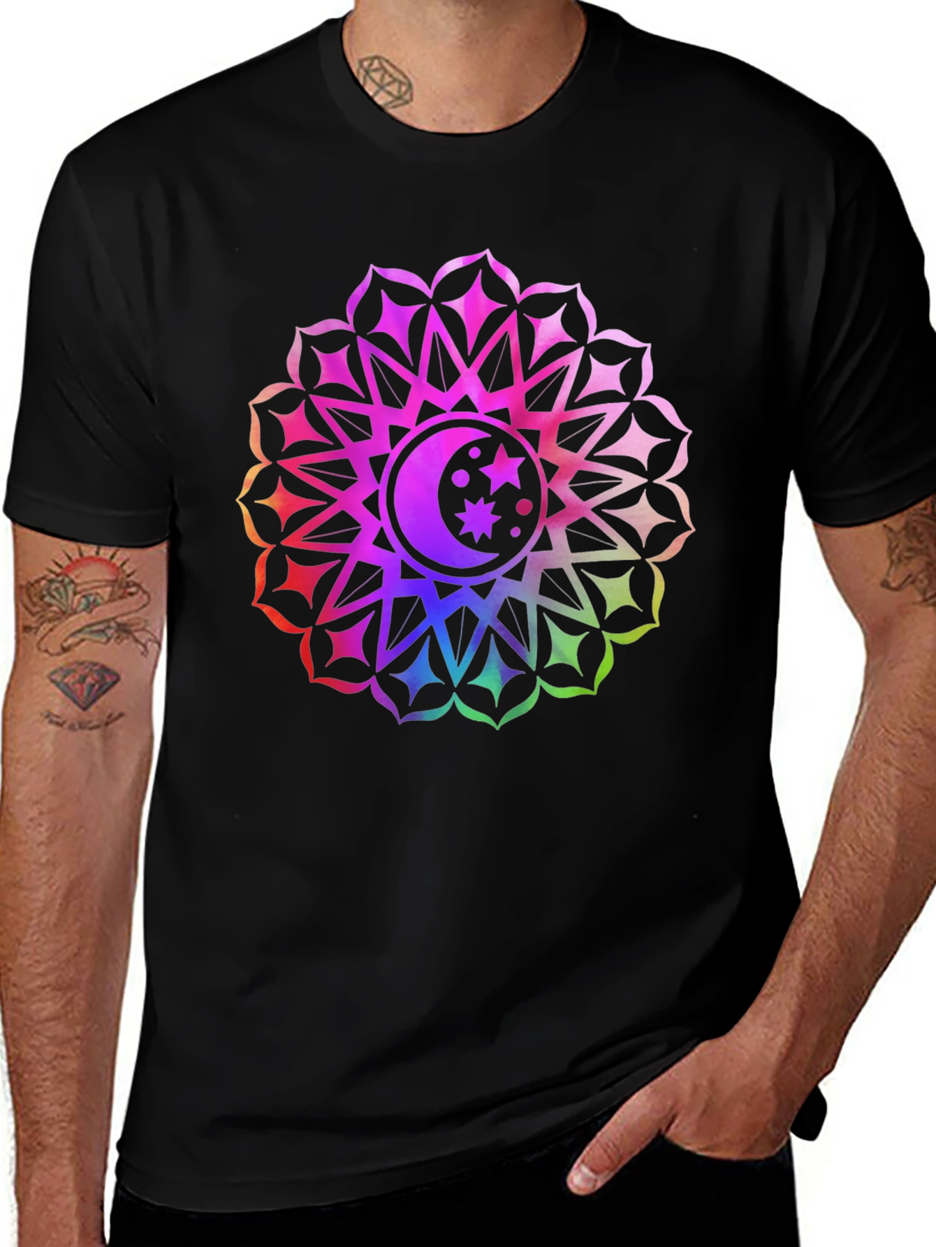 Variant 19 of Celestial Mandala Graphic Tee - Vibrant Colors