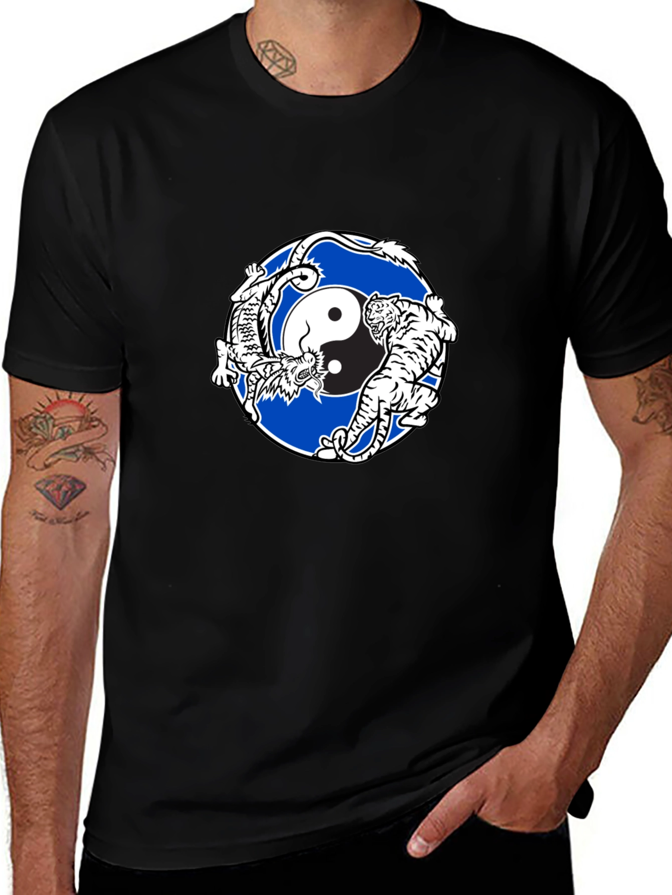 Variant 5 of Yin Yang Dragon and Tiger Graphic Tee