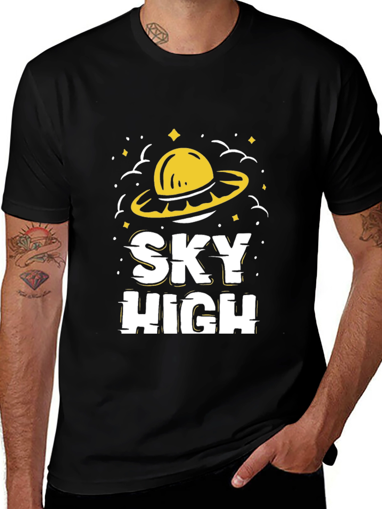 Variant 17 of Sky High UFO Graphic Black T-Shirt