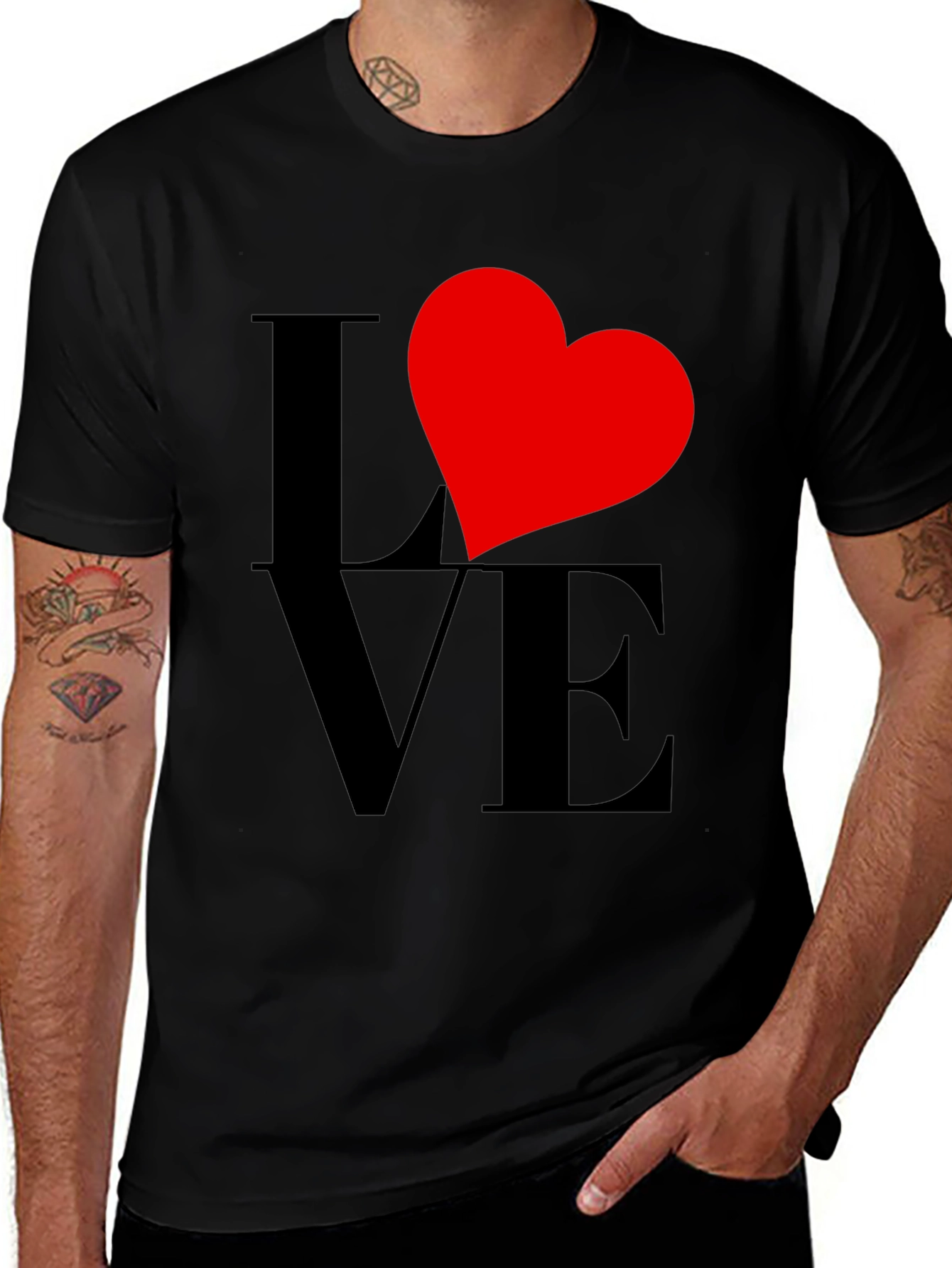 Variant 16 of Love Heart Graphic Tee - Black Casual Shirt